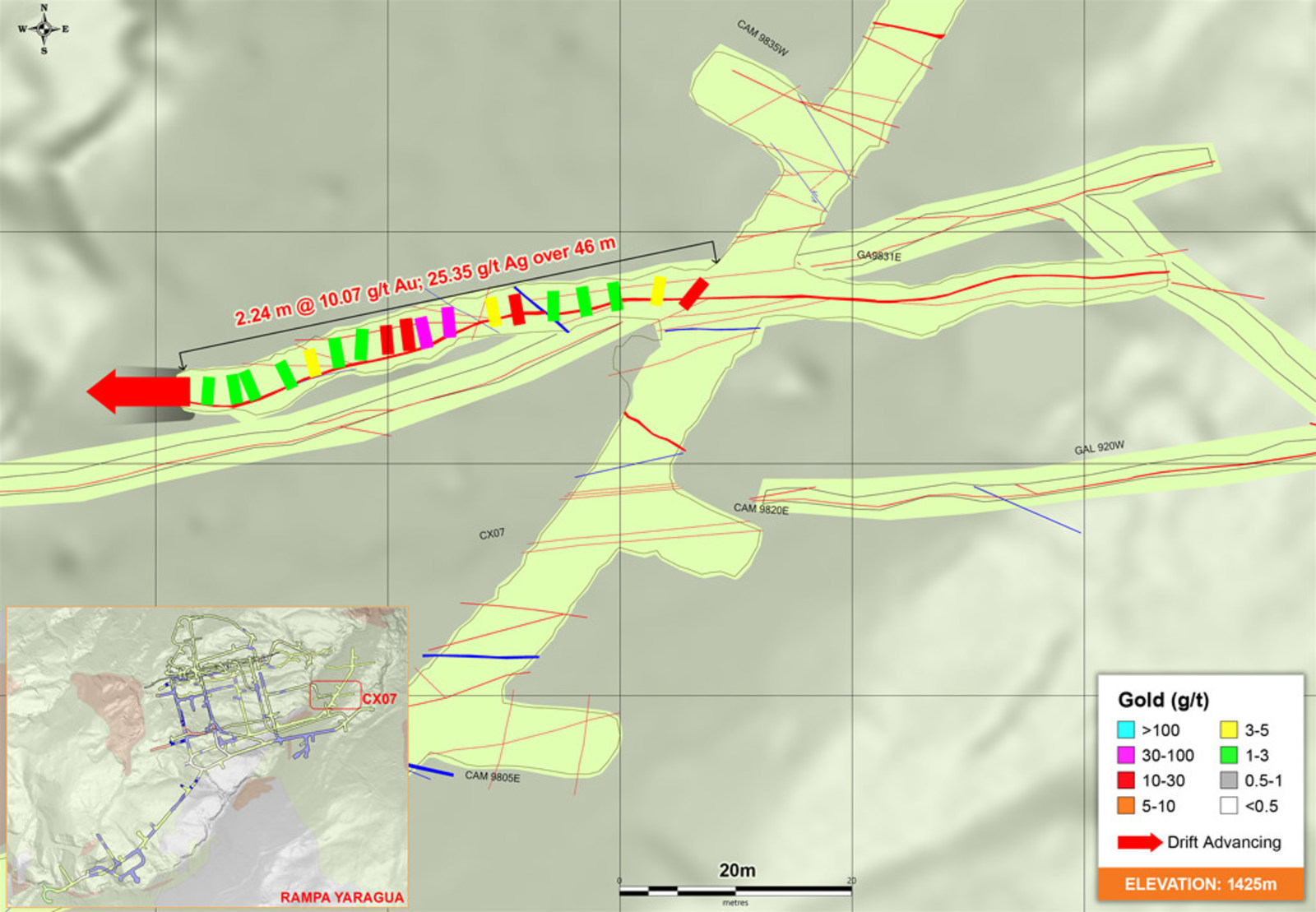 Figure 2 – Development from the Southeastern Portion of the Yaraguá System at 1,425 RL