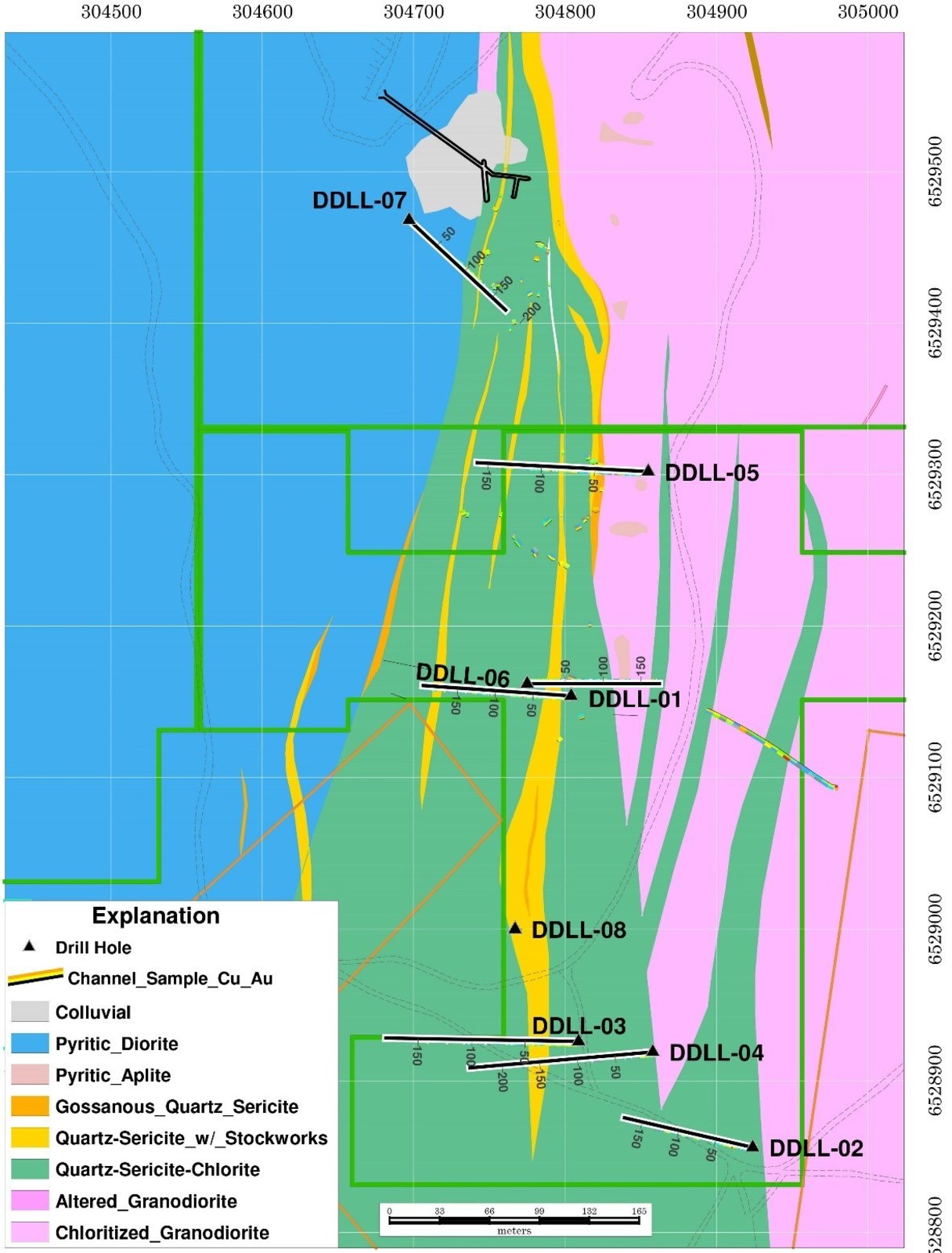Figure 1 – Geological Map With Drill Hole Locations
