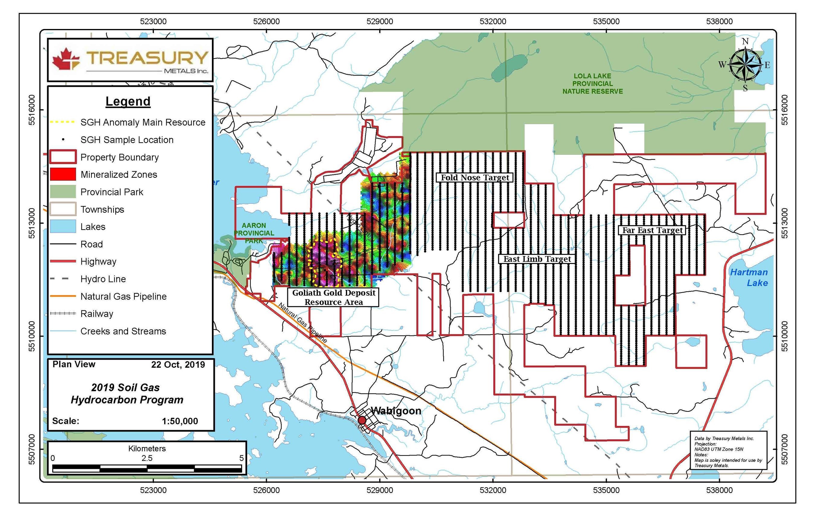 Figure 2: SGH Field Sampling Lines - Plan Map (CNW Group/Treasury Metals Inc.)