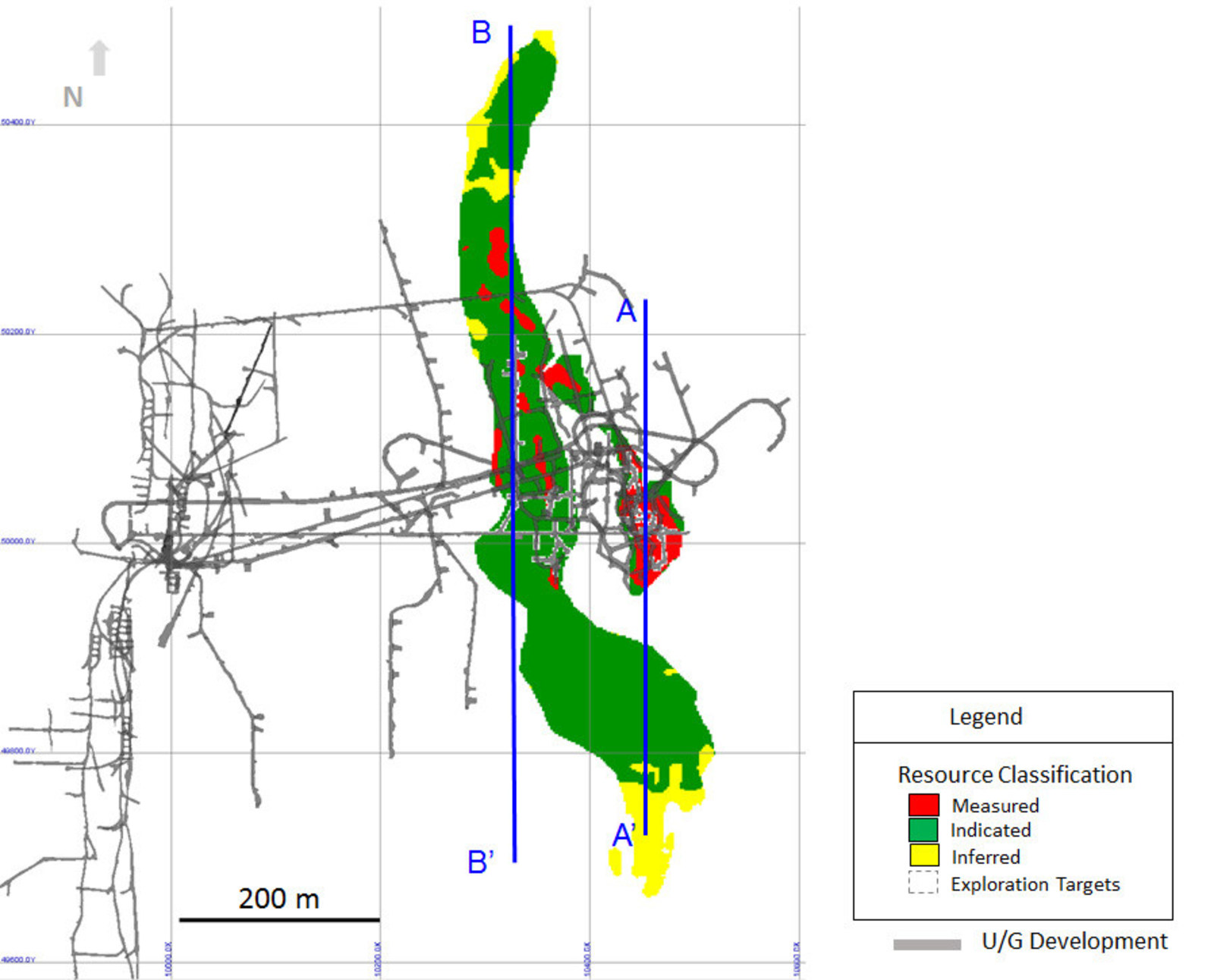 Diagram 1: 2019 Mineral Resource Classification– Plan View, 305 m Level