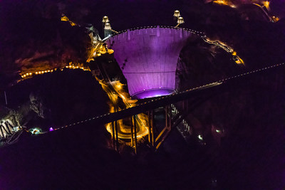Hoover Dam earns purple for National Domestic Violence Awareness Month