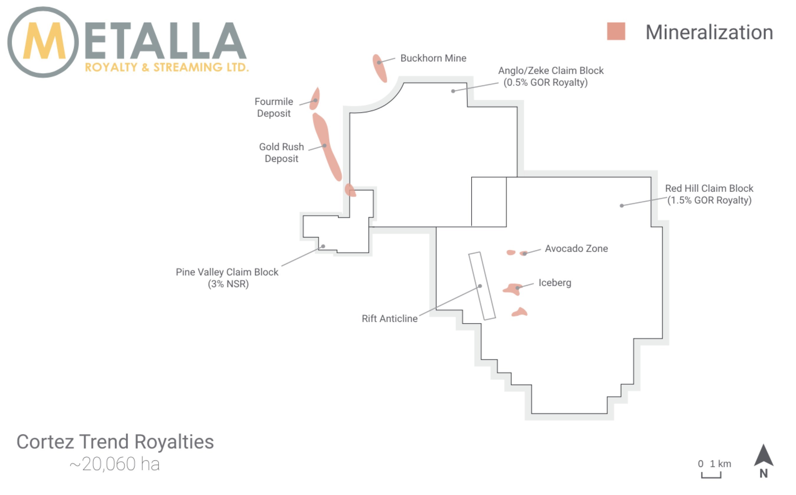 Cortez Trend Royalty Map (CNW Group/Metalla Royalty and Streaming Ltd.)