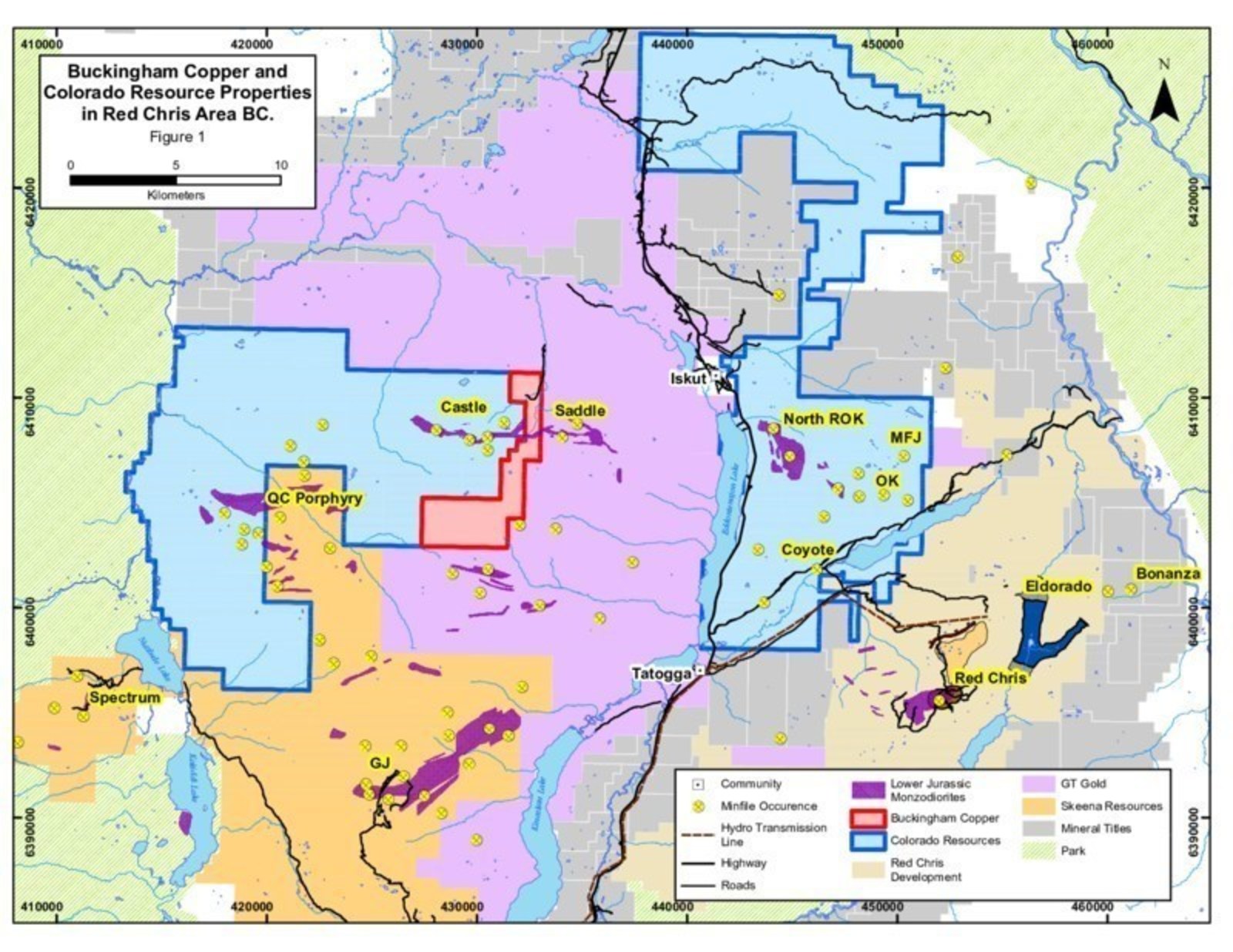 Buckingham Copper and Colorado Resources Properties in Red Chris Area BC- Figure 1