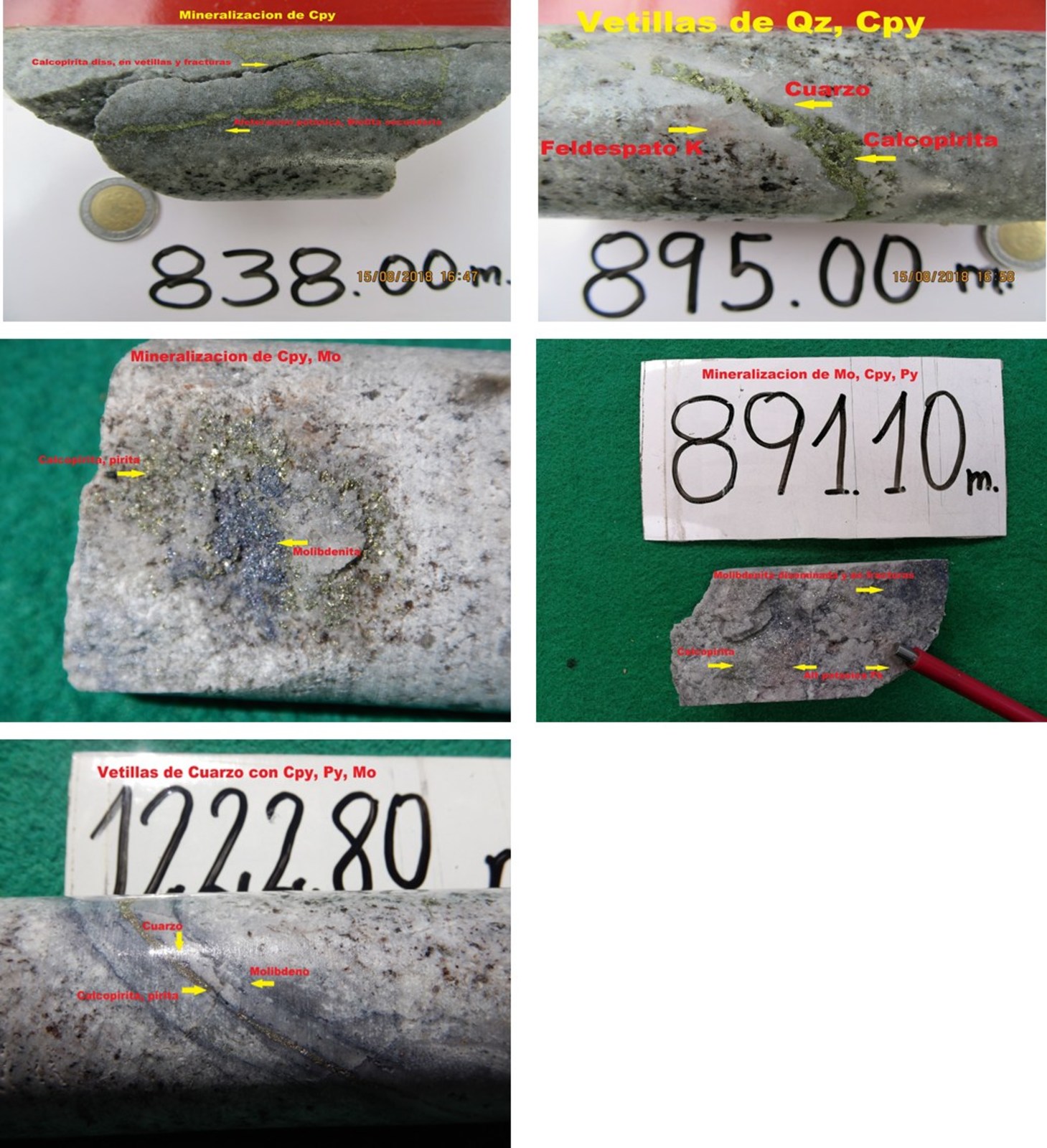 Figure 6 – Photographs E PORF 10 18 01. Showing porphyry-style copper and molybdenum mineralization.