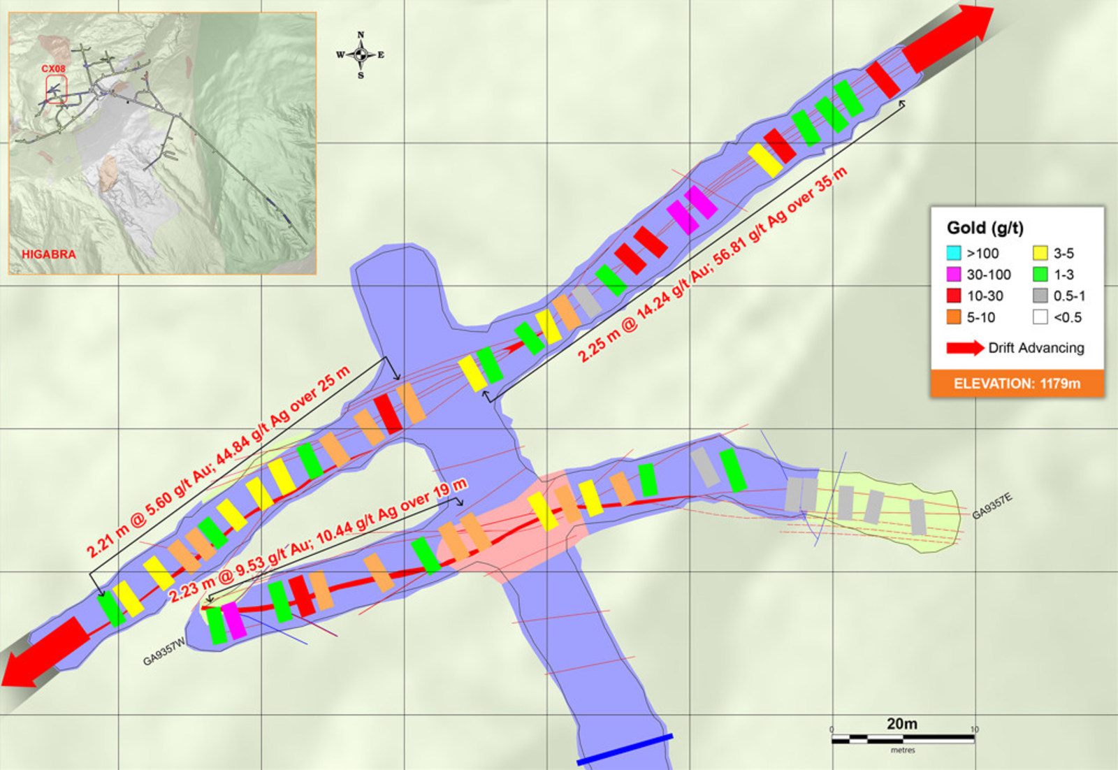 Figure 5 – Development from the Central Portion of the Veta Sur System at 1,179 RL