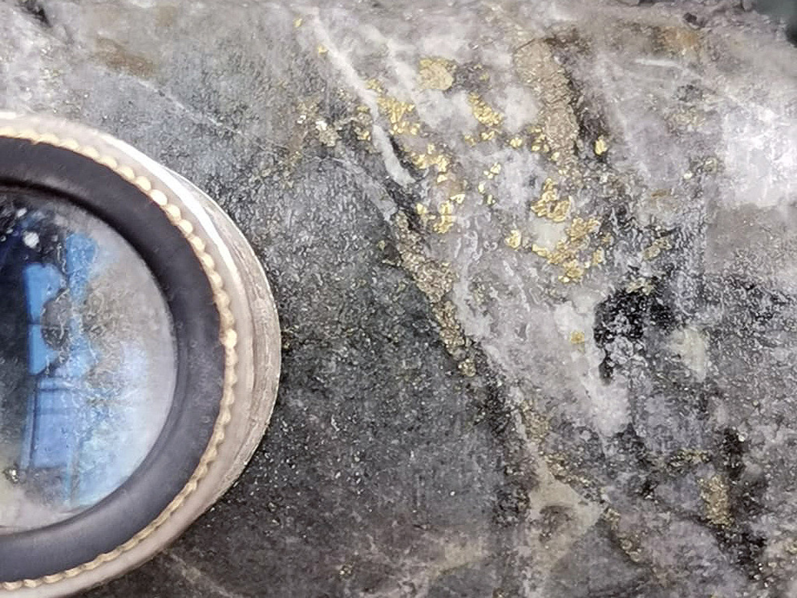 Image 1 – Visible Gold in BUUY434 in the Centena Vein; 97-97.5 metres @ 582 g/t Gold and 159 g/t Silver