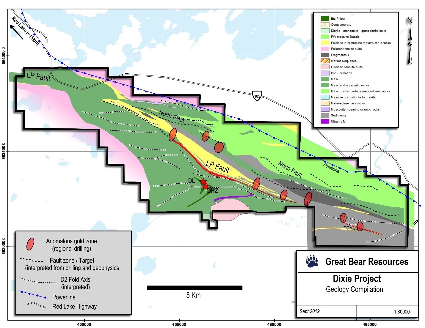 Figure 4: Map of recent regional reconnaissance drilling showing areas with confirmed gold-bearing drill intercepts. (CNW Group/Great Bear Resources Ltd.)