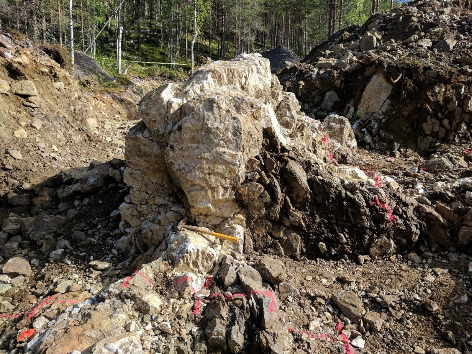 Aamurusko West; Quartz veins in trench.