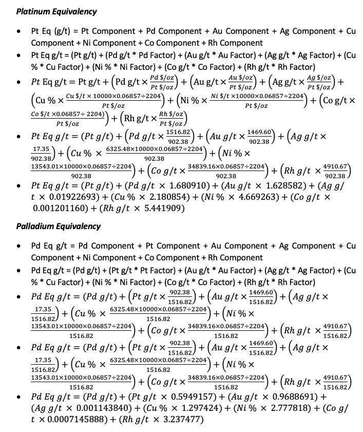 Platinum and Palladium Equivalencies (CNW Group/Clean Air Metals Inc.)