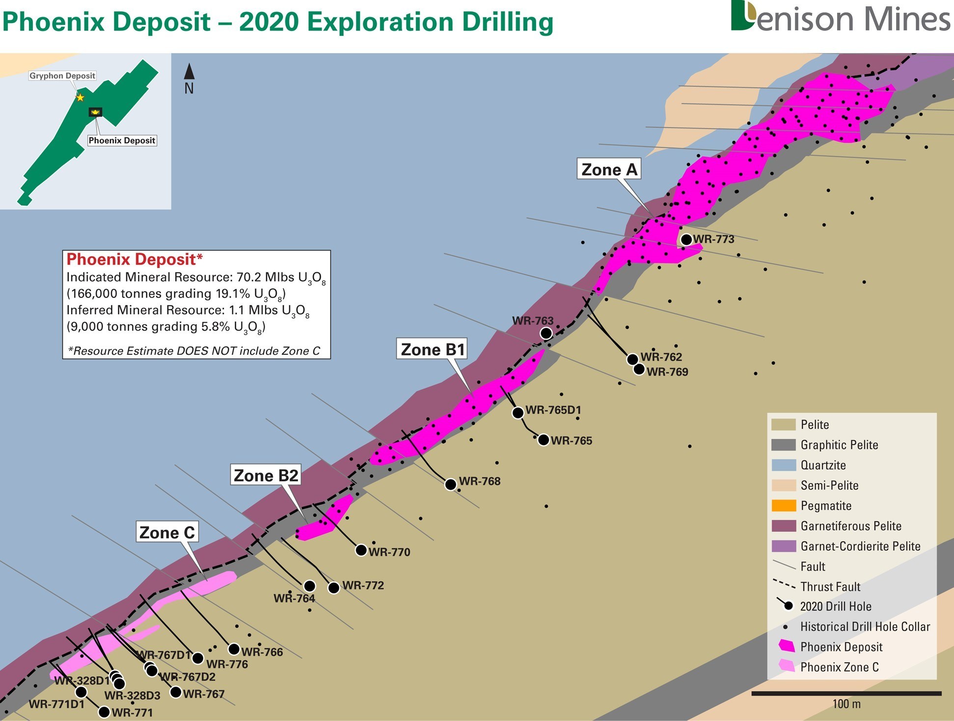 Figure 1 - Phoenix Deposit – 2020 Exploration Drilling (CNW Group/Denison Mines Corp.)