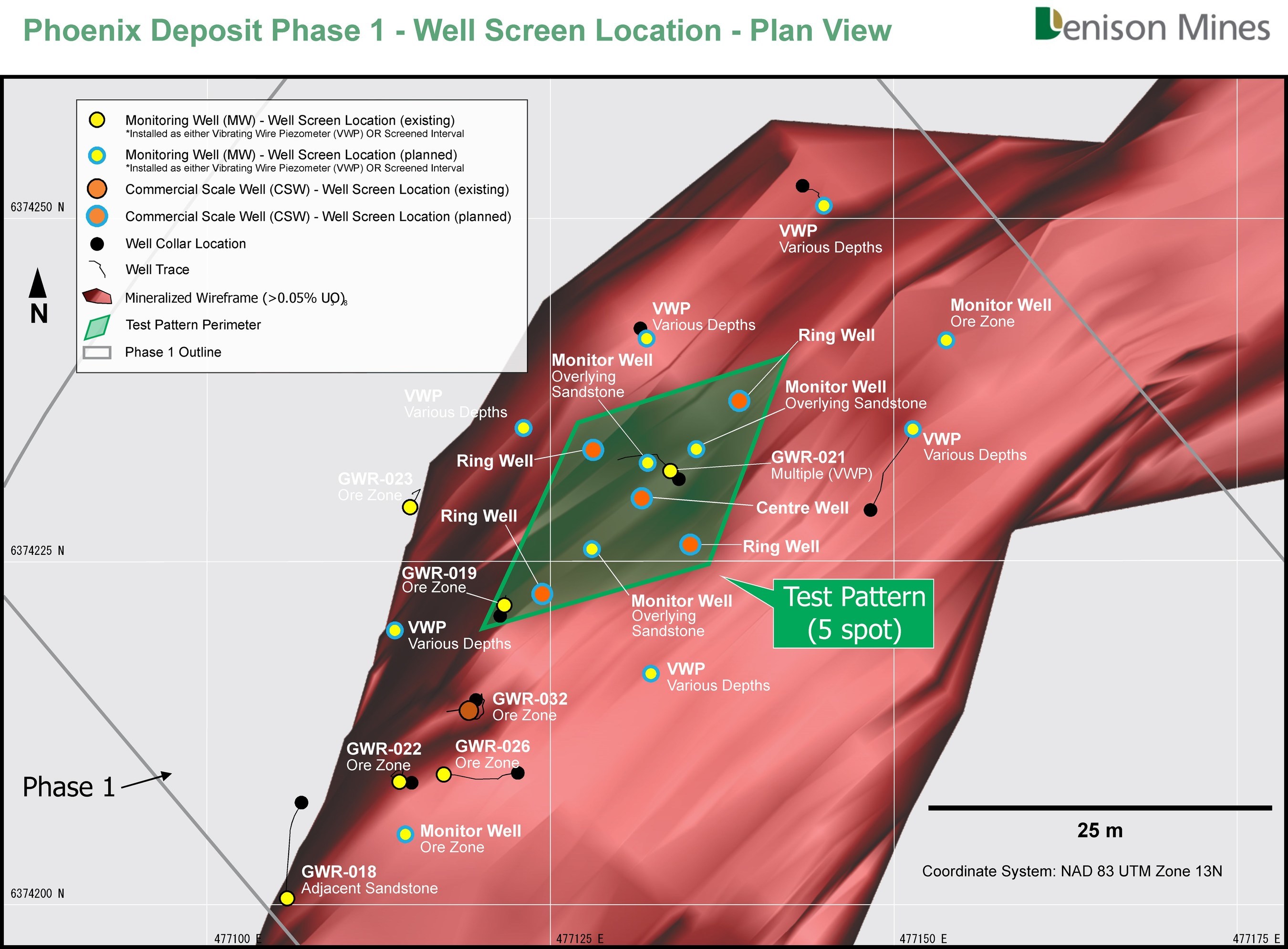 Phoenix Deposit Phase One - Well Screen Location - Plan View (CNW Group/Denison Mines Corp.)