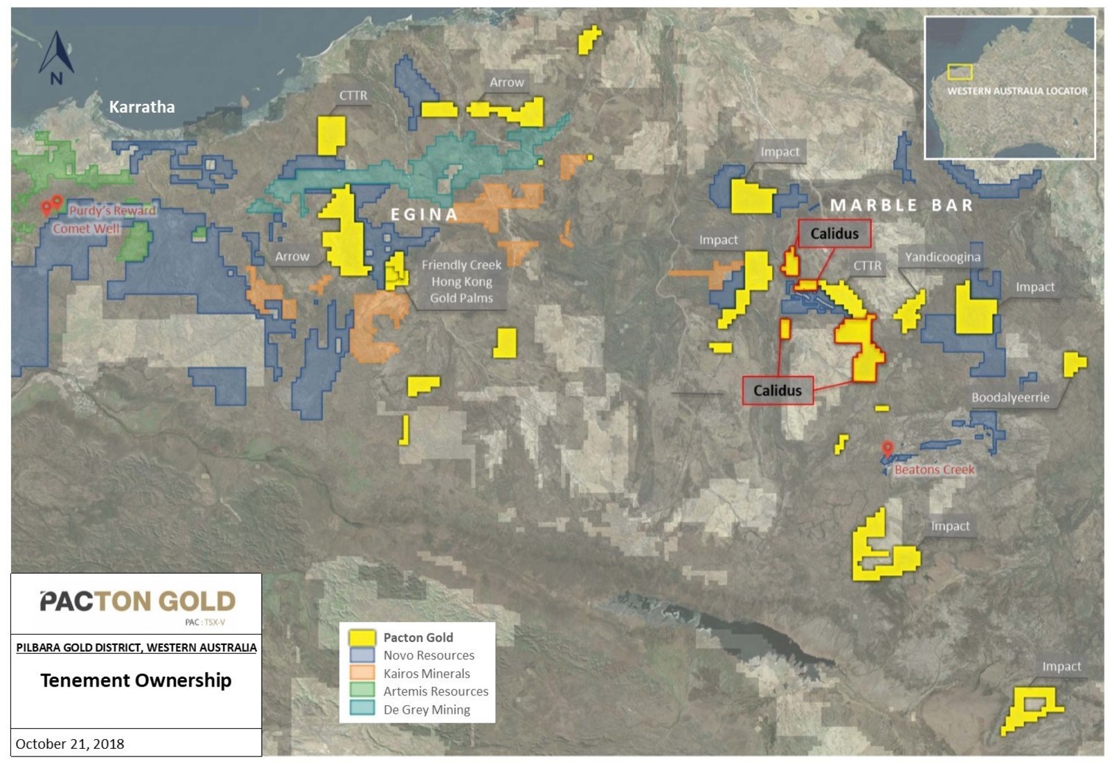 Figure 1. Pacton Pilbara Gold Exploration Projects