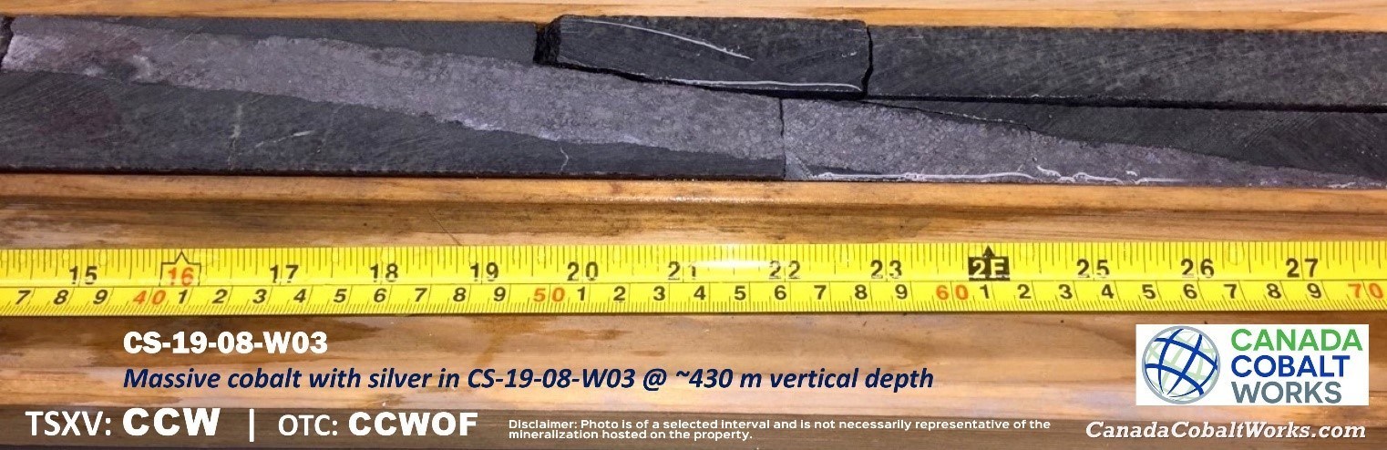 Core Photo 3 - CS-19-08-W03 (CNW Group/Canada Cobalt Works Inc.)