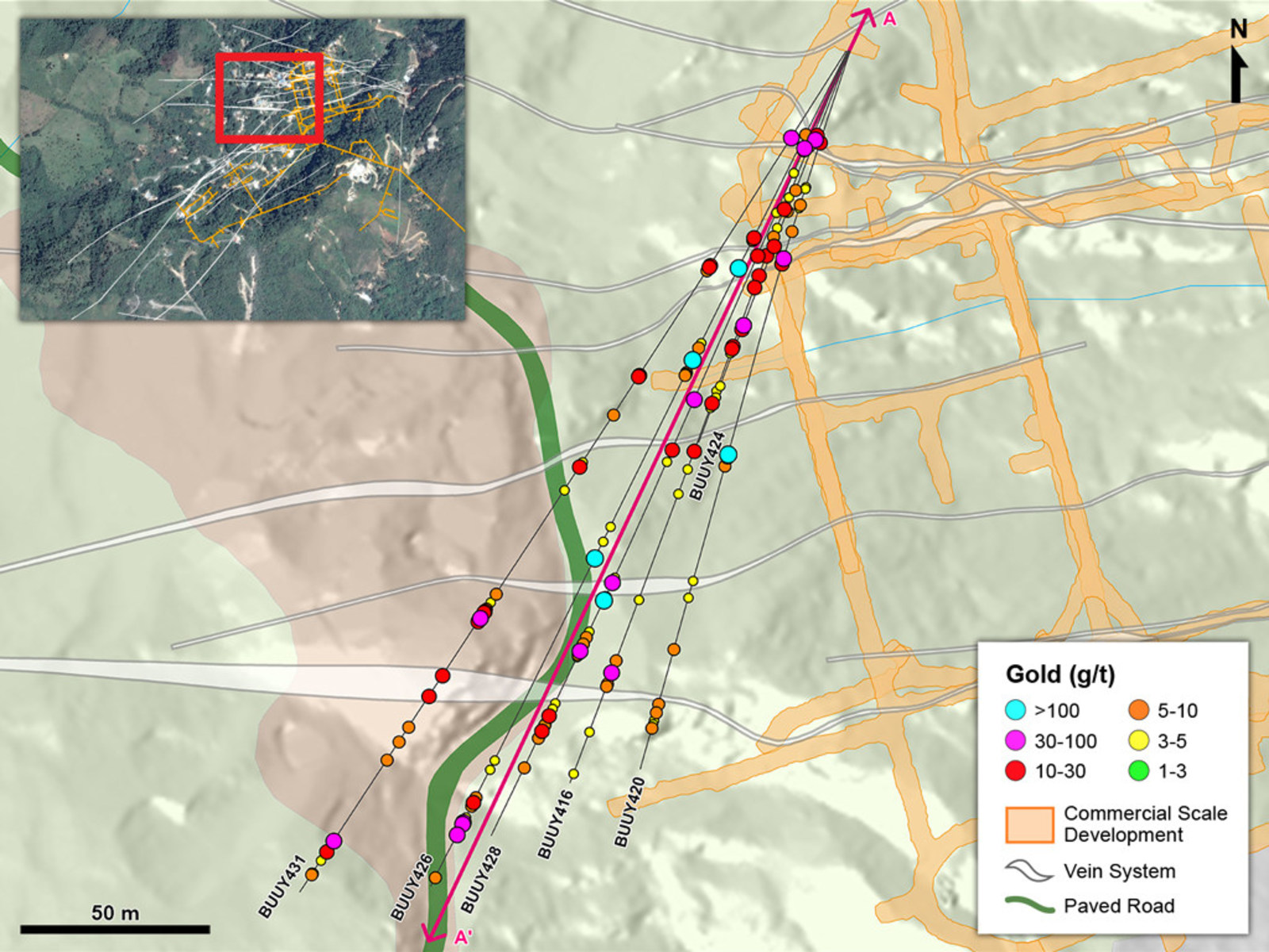 Figure 1 – Plan View of Drilling in the Yaraguá System