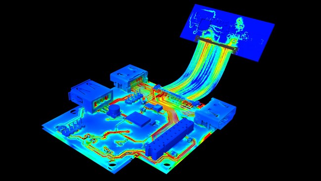 Signal integrity simulation of multi-PCB system including connectors and flex cable