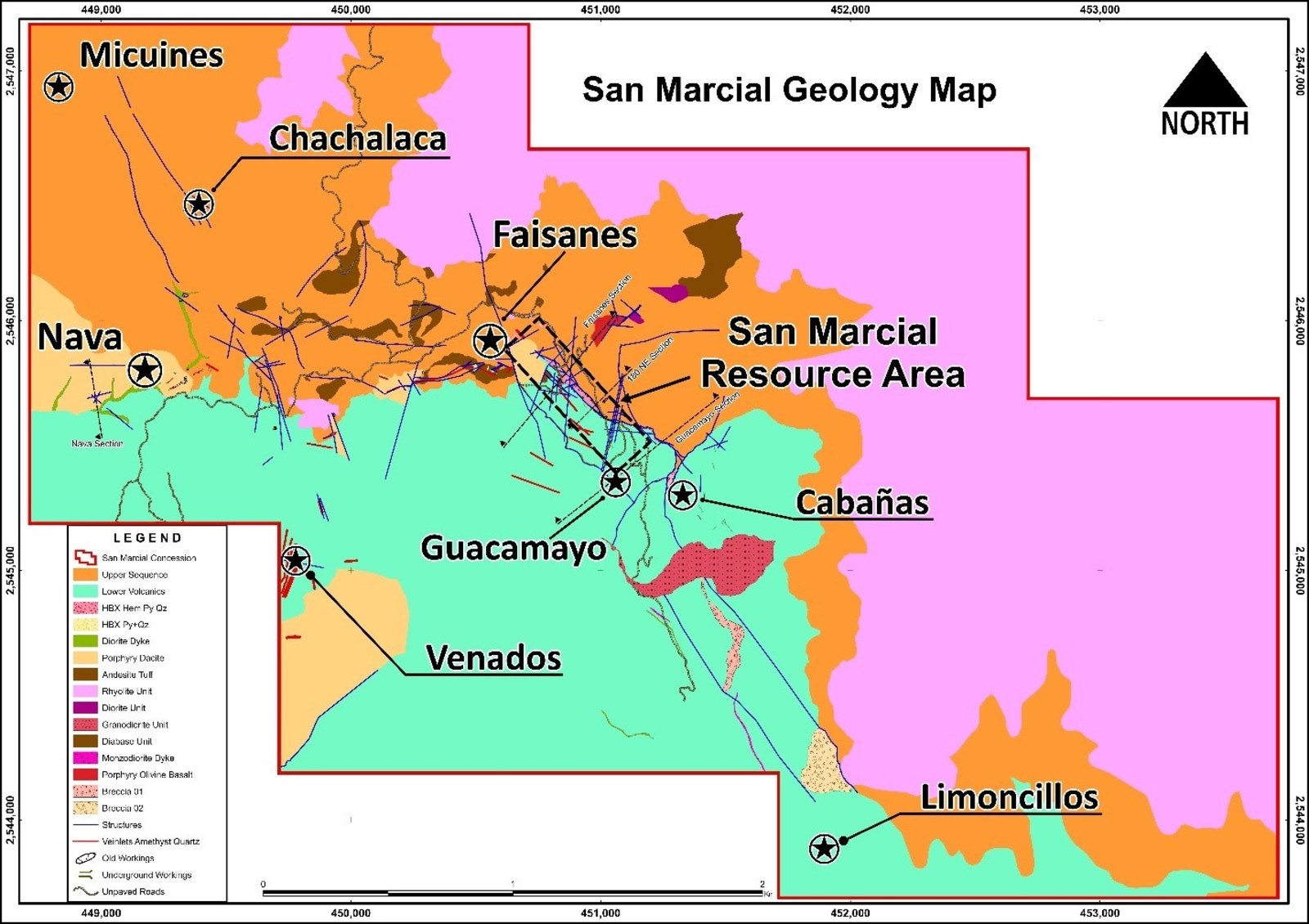 Figure 1: San Marcial Project – Location of T-002 Tunnel at Faisanes Target