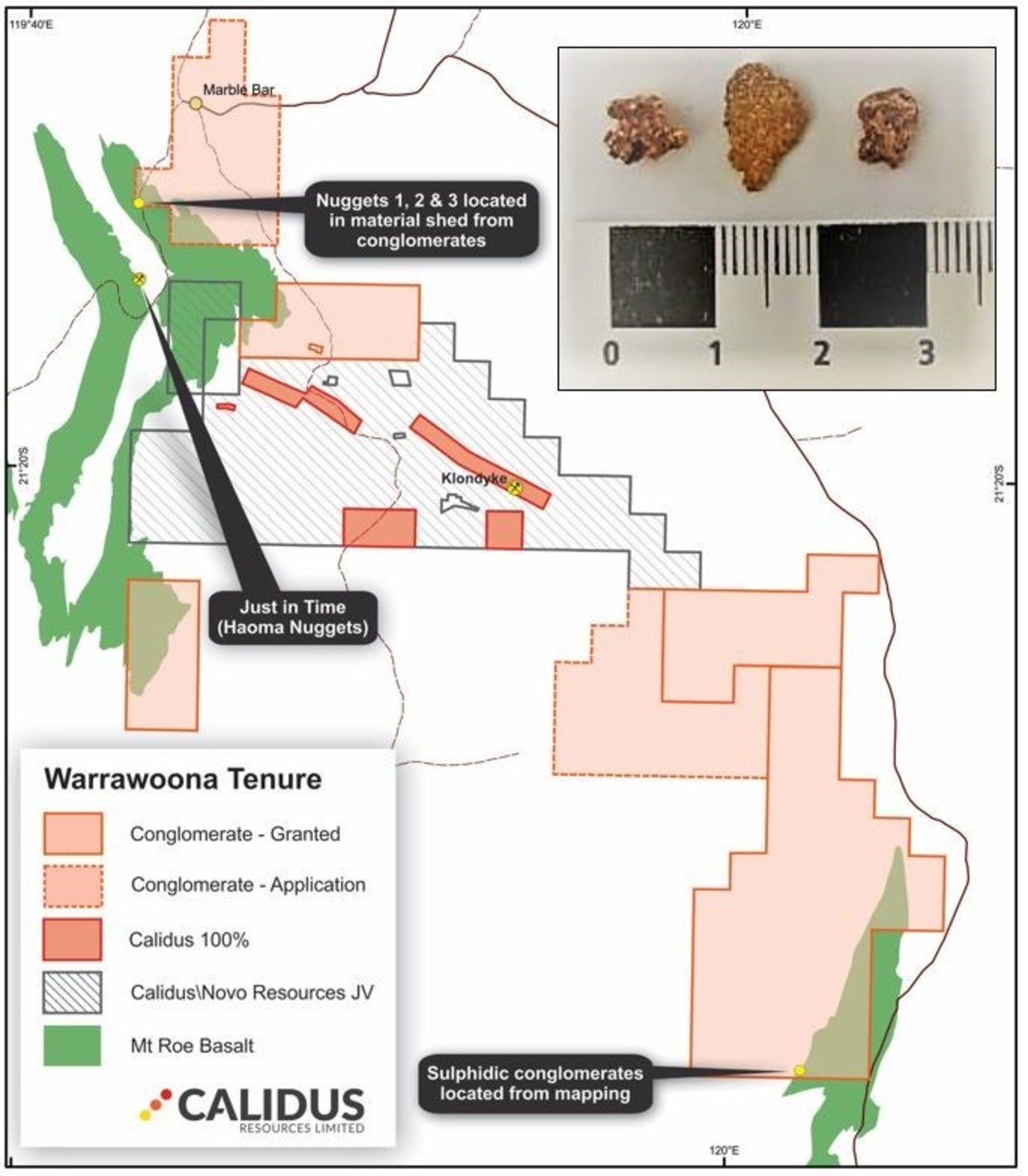 Figure 3. Local Tenement Plan of Pacton / Calidus conglomerate gold rights agreement