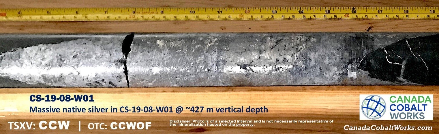 Core Photo 1 - CS-19-08-W01 (CNW Group/Canada Cobalt Works Inc.)