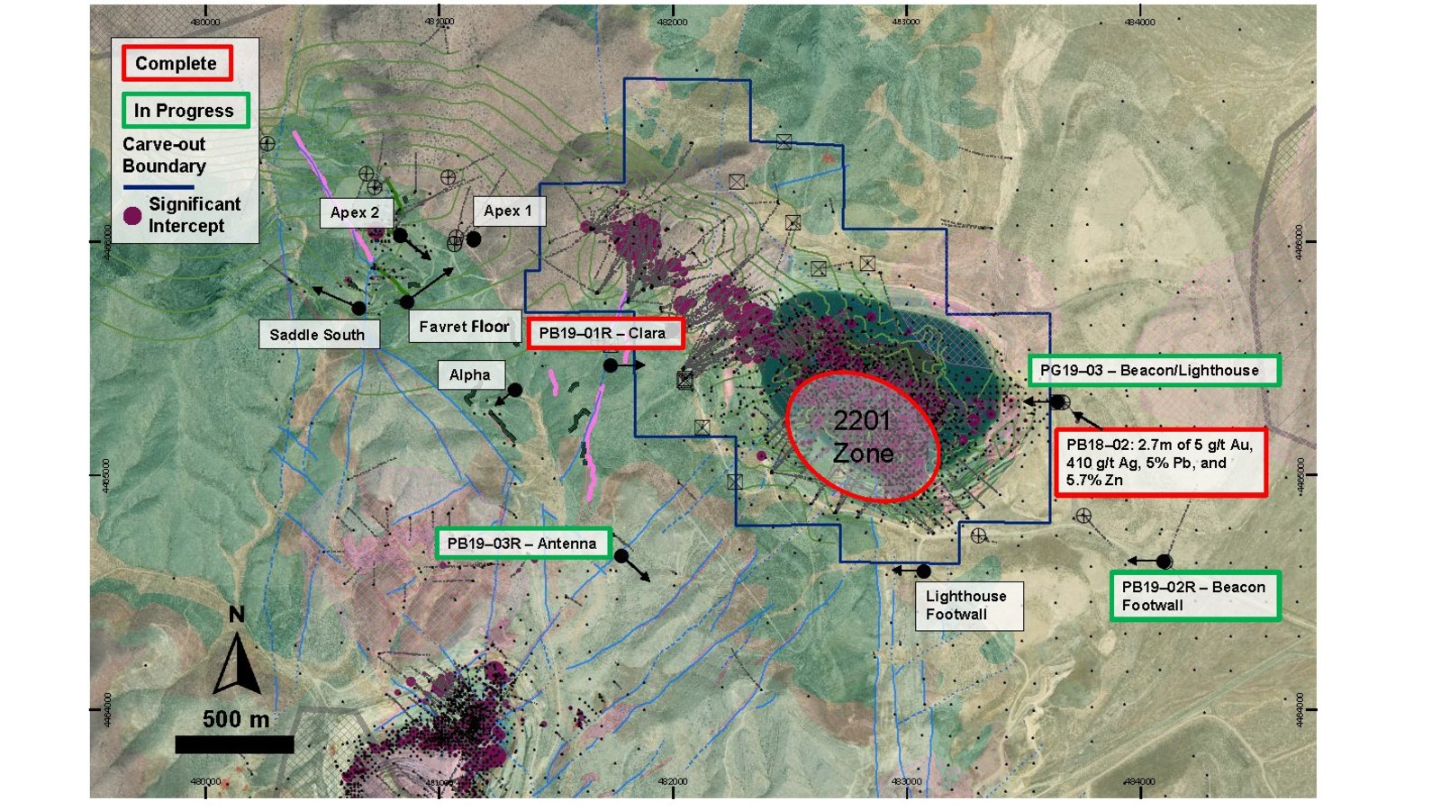 Figure 1: Planview of targets at McCoy-Cove and Cove Carve-Out Properties