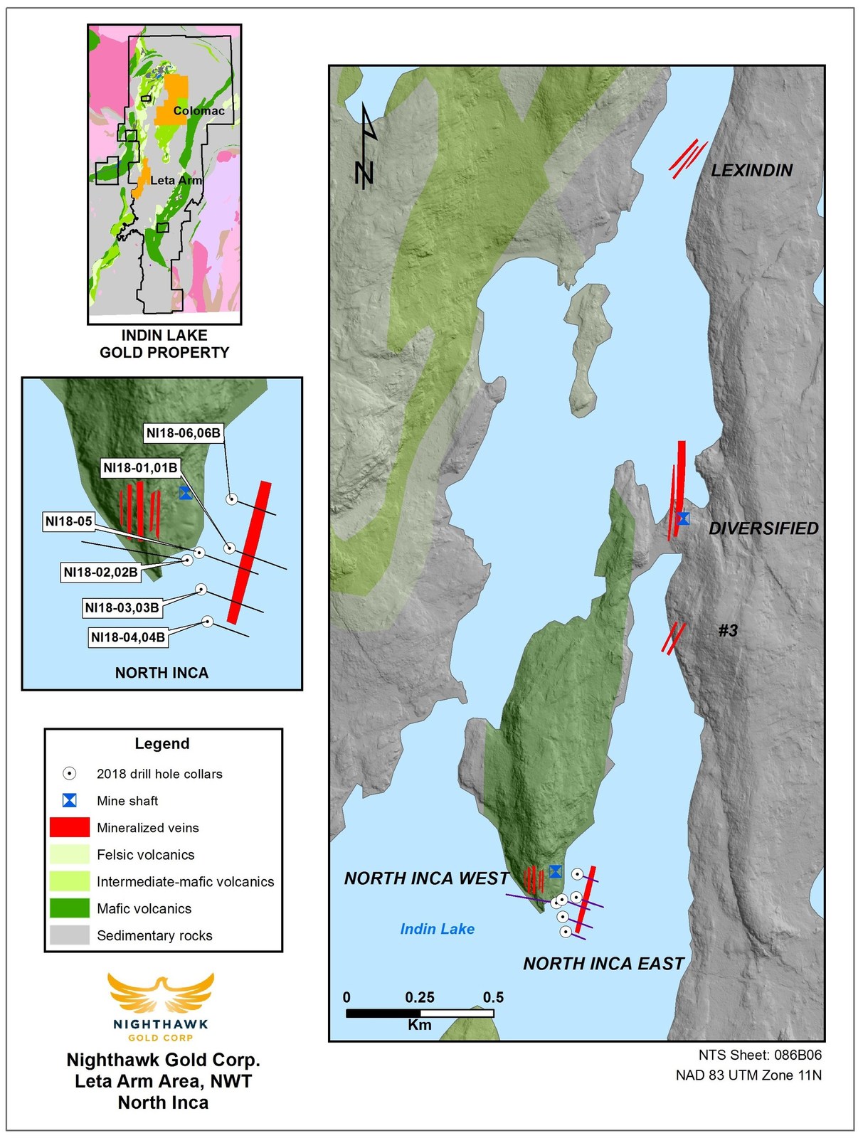Figure 1.  Leta Arm Project and North Inca Drillhole Location Map