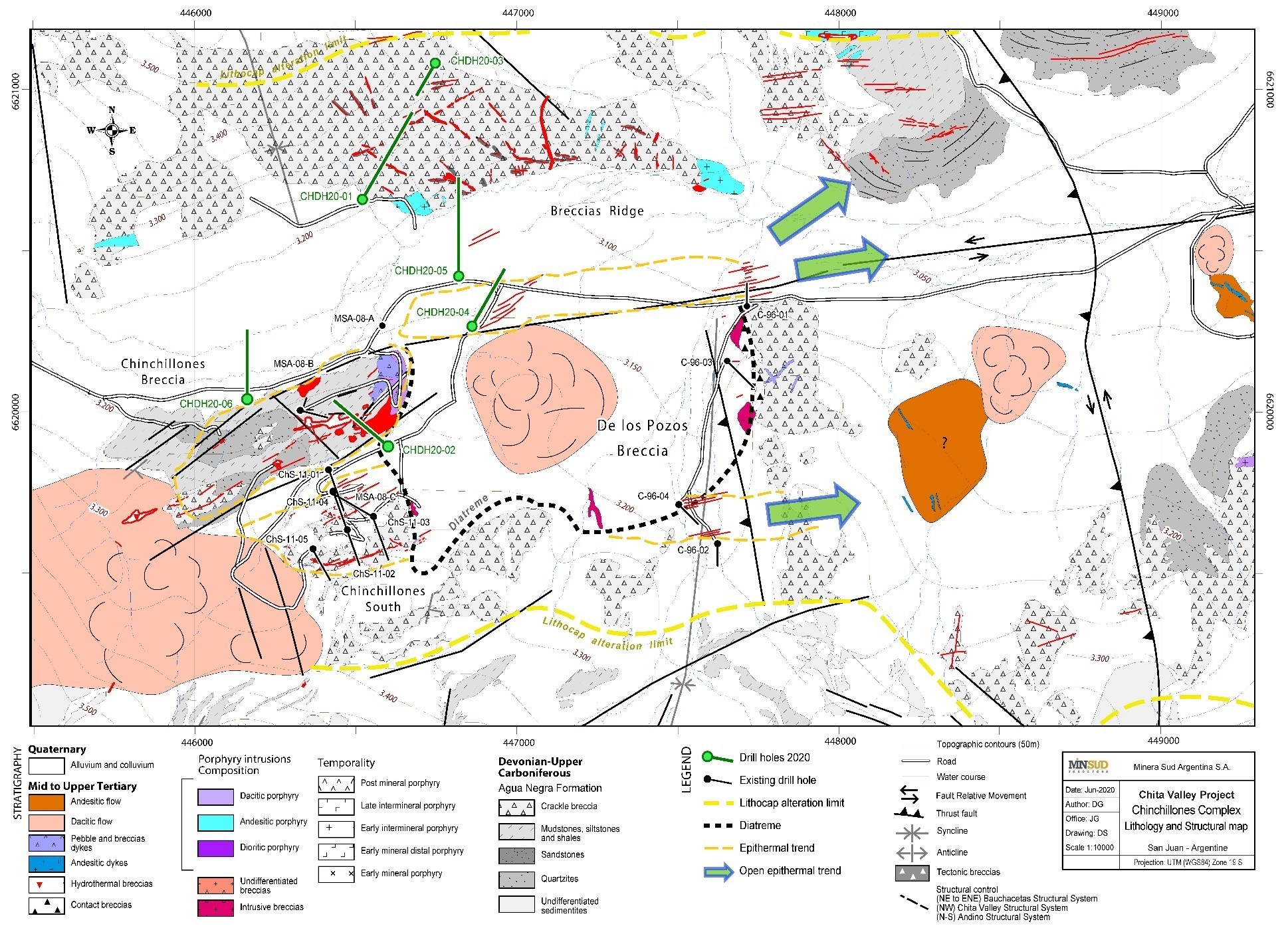 Map 1: Chinchillones Complex – Lithology and Structural Map (CNW Group/Minsud Resources Corp.)