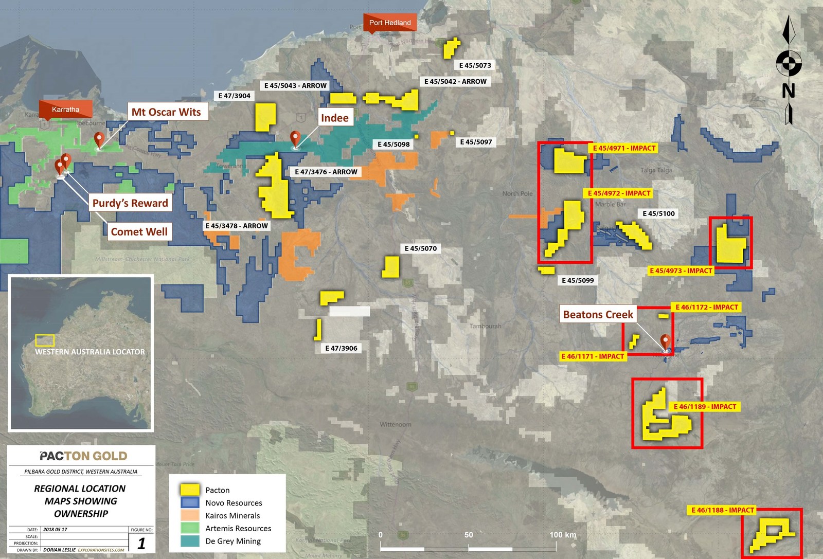 Figure 1: Pilbara region map of Western Australia – refer to:  www.pactongold.com/Pacton-Location-Map.jpg