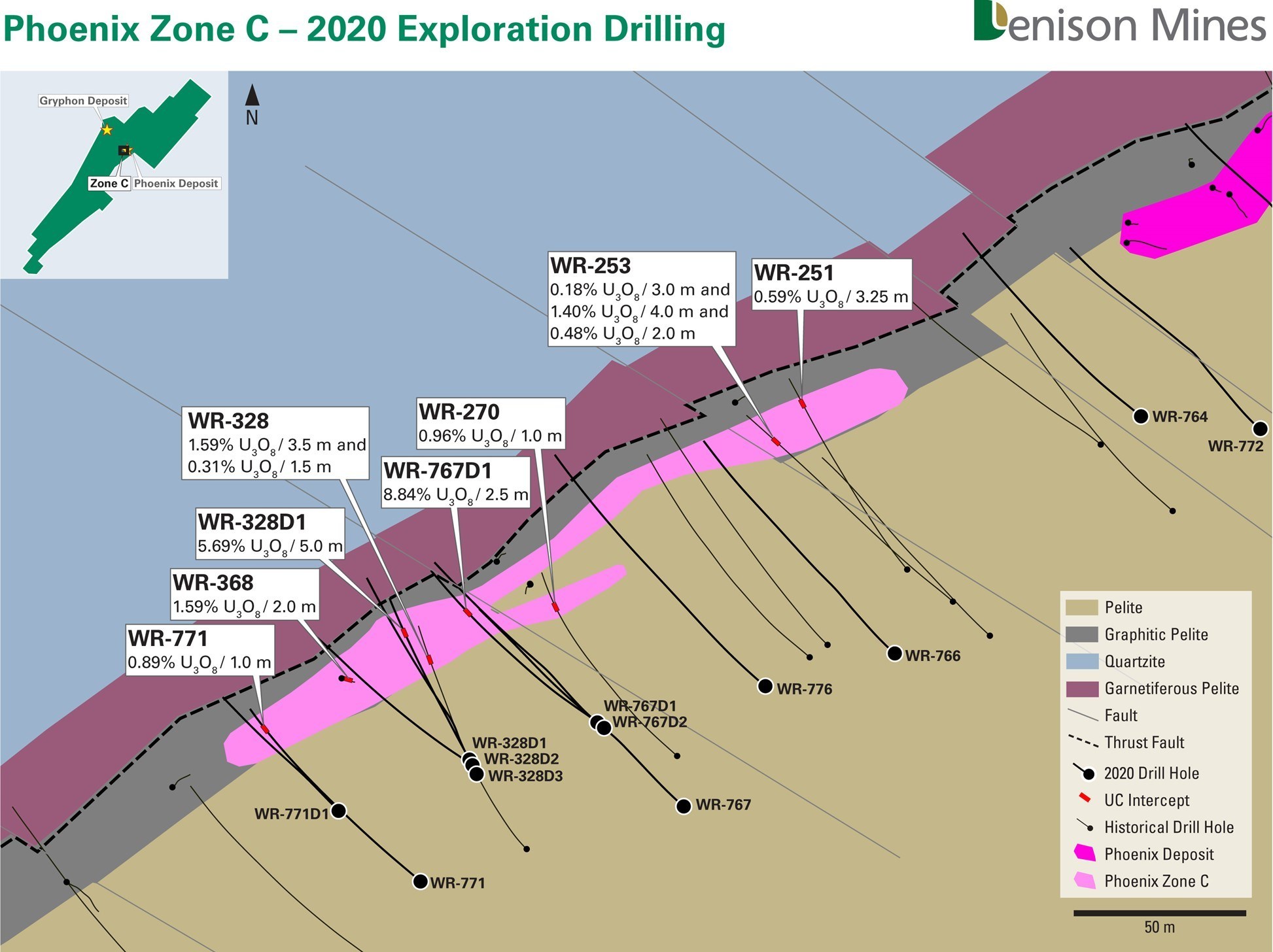 Figure 2 - Phoenix Zone C – 2020 Exploration Drilling (CNW Group/Denison Mines Corp.)