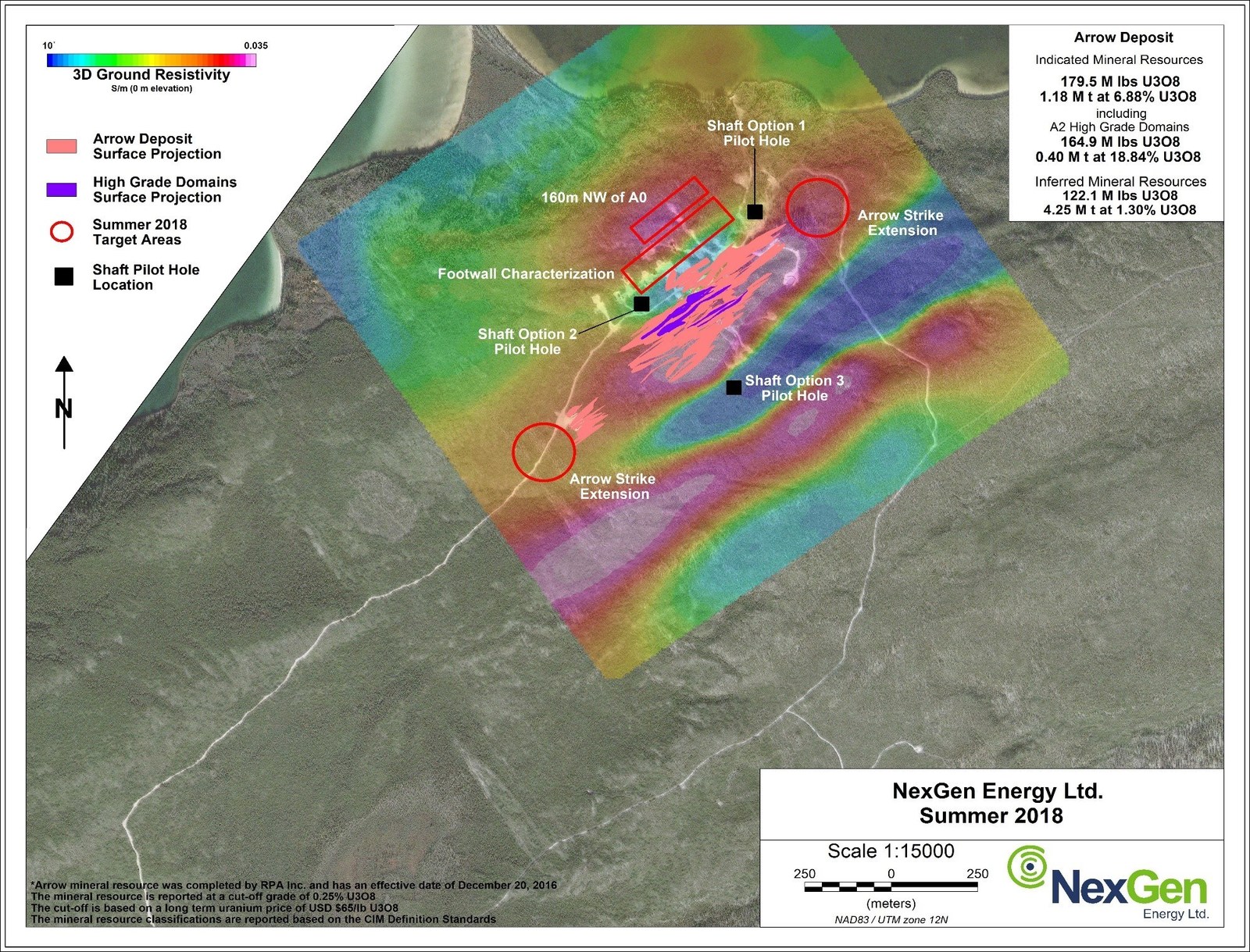 Figure 1: Arrow Deposit Summer 2018 Drilling Program