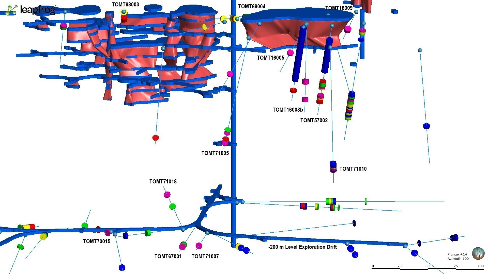 Figure 2: Long Section Facing East from Southwest Quadrant of Tomtebo Mine (CNW Group/District Metals Corp.)