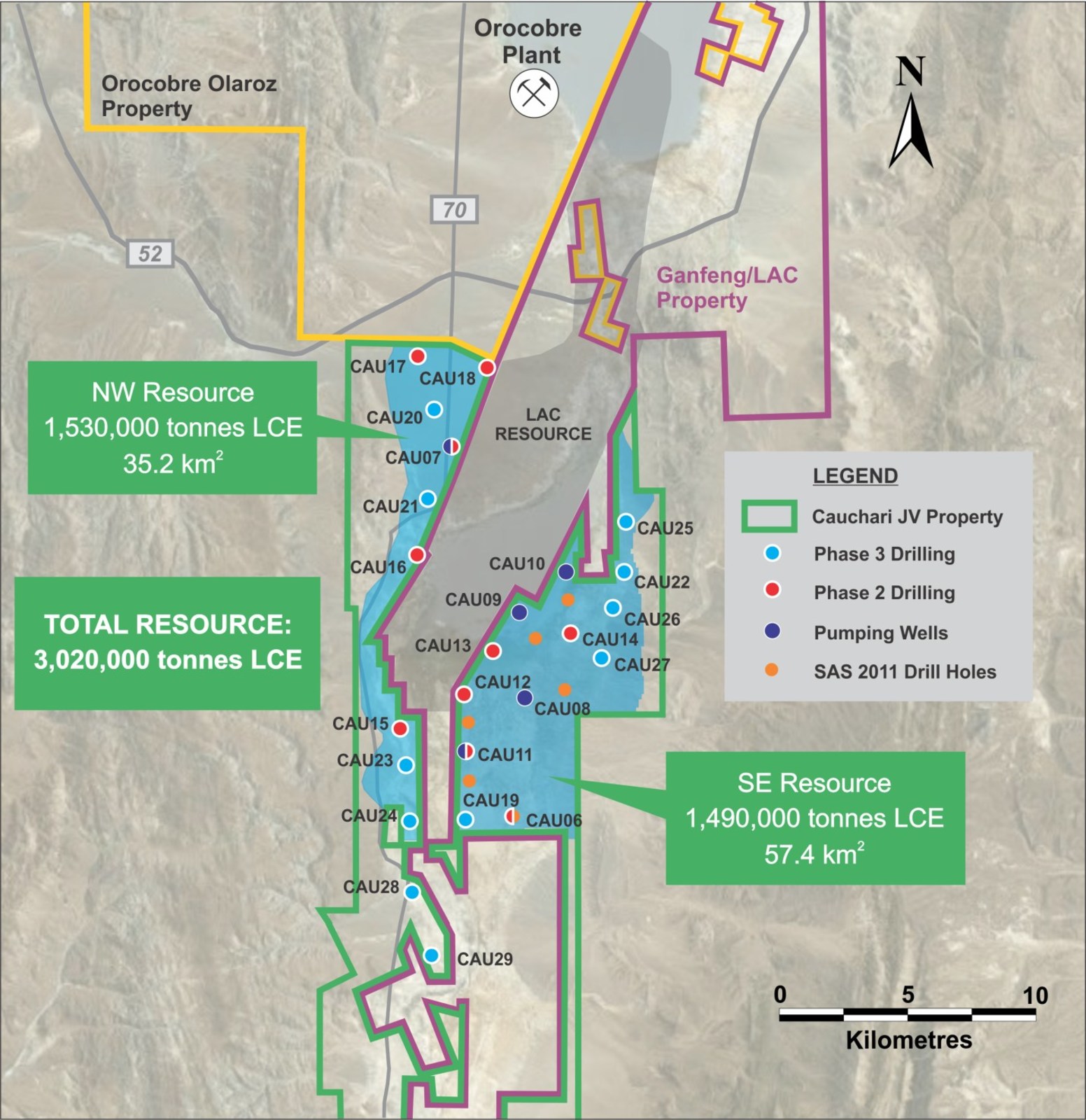 Figure 1: Location of CAU22 and other drill holes