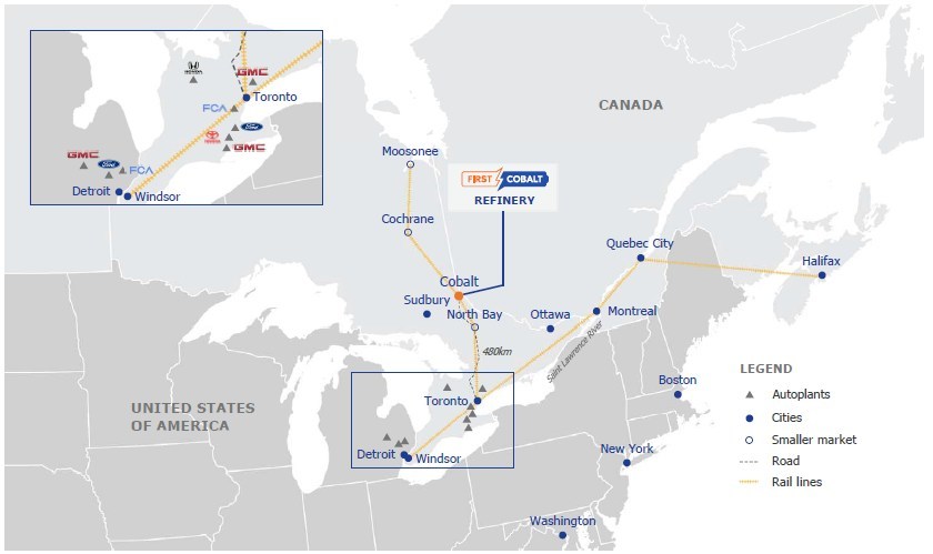 Appendix 1 Location Map – First Cobalt Refinery (CNW Group/First Cobalt Corp.)