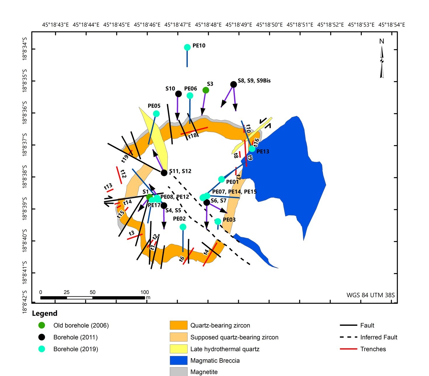 Figure 2: Geological Map Showing Beravina Trenching and Drilling, including 2019 Campaign (CNW Group/Diamond Fields Resources Inc.)