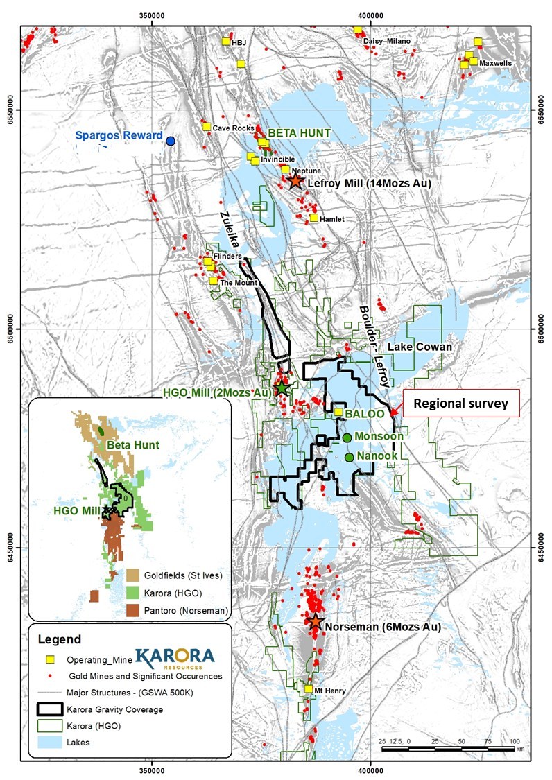 Figure 3:  Location of the Higginsville Regional Gravity Survey. (CNW Group/Karora Resources Inc.)