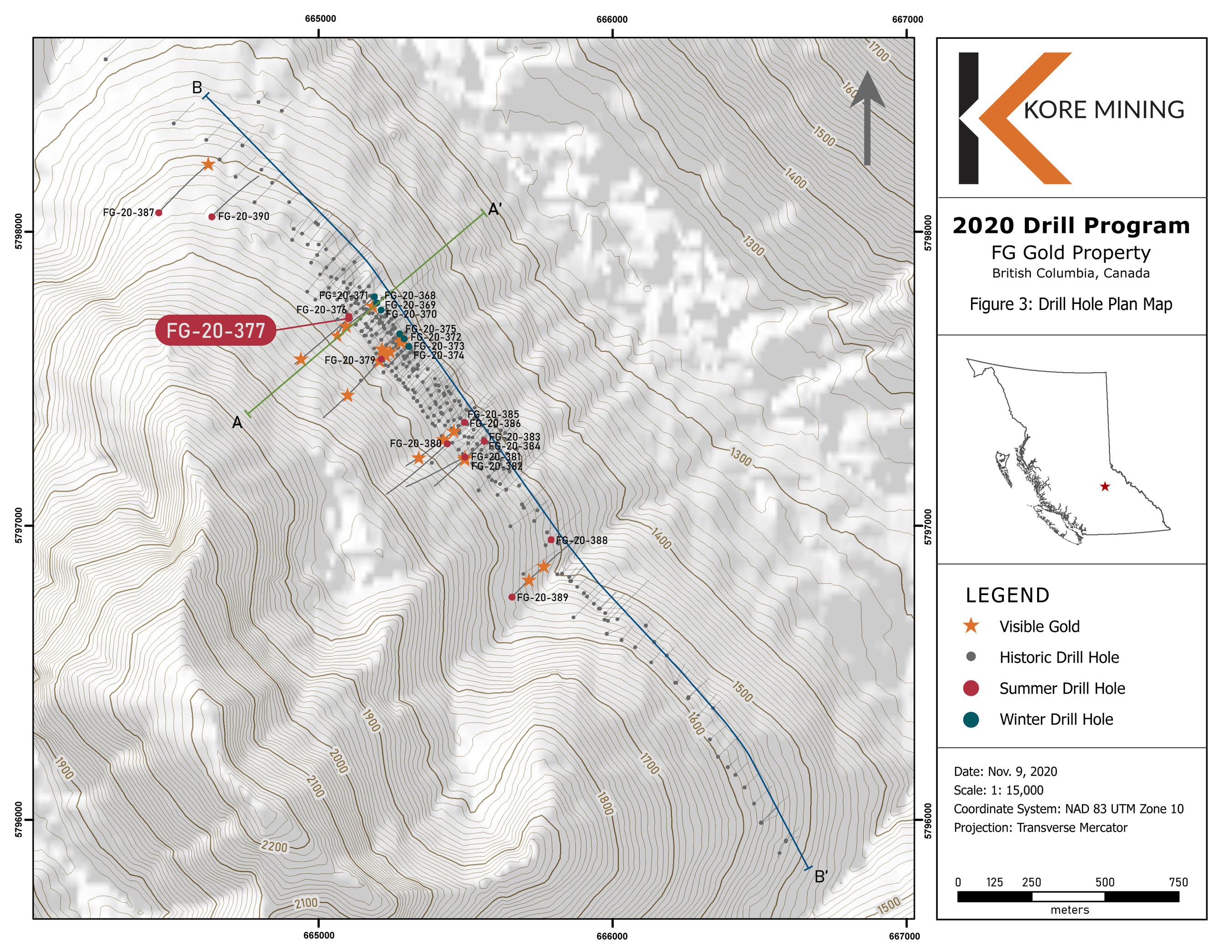 Figure 3 – Plan Map of 2020 Drilling (CNW Group/Kore Mining)