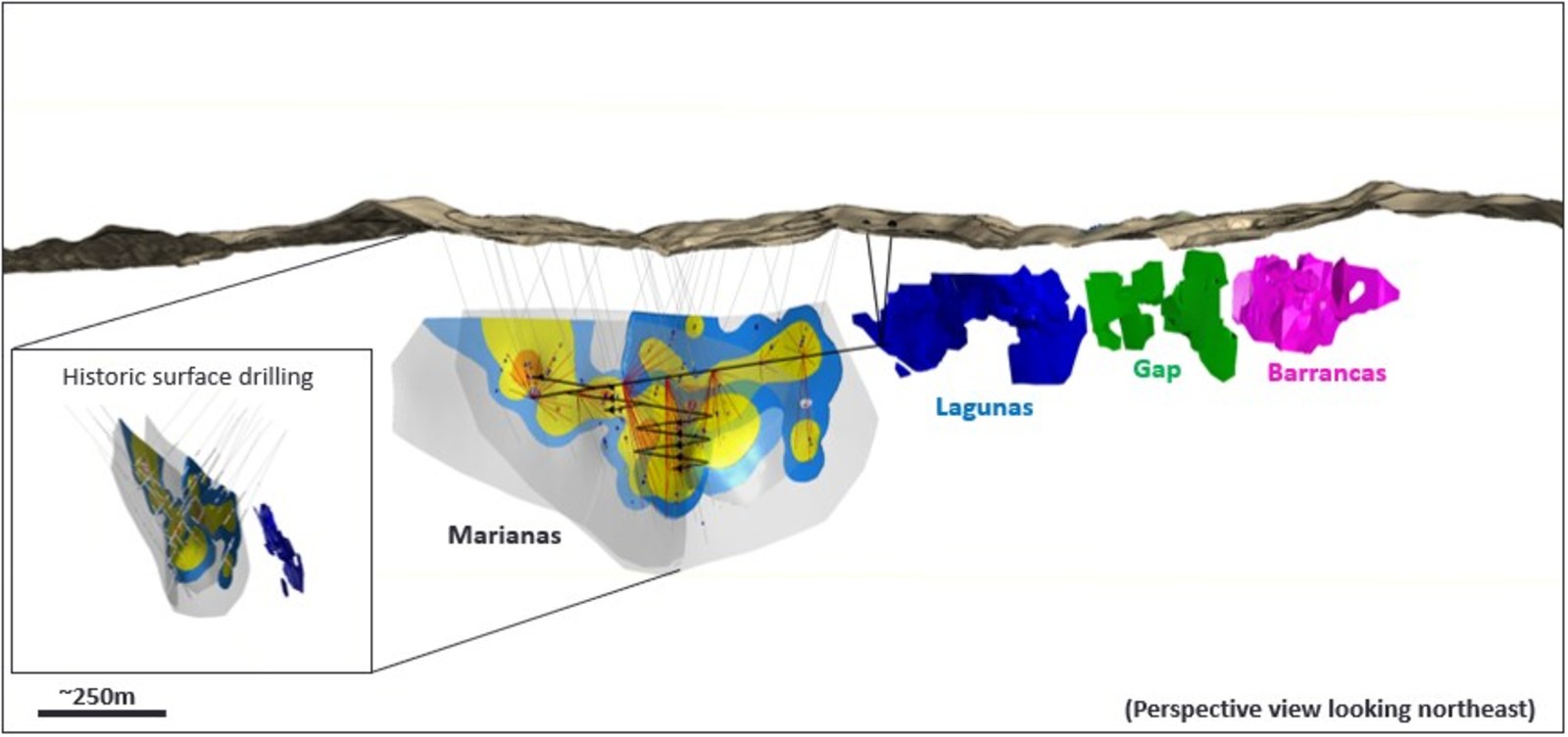 Figure 1 Marianas Zone located down-plunge of Lagunas