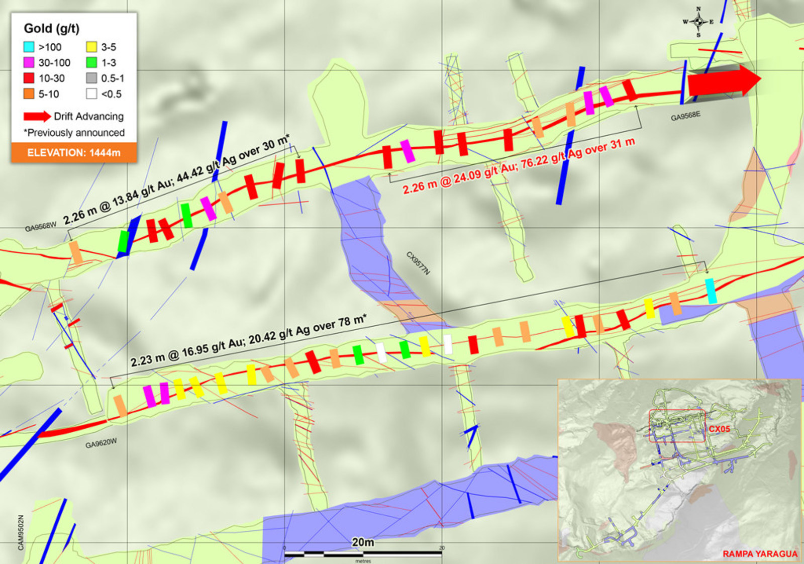 Figure 1 – Development from the Central Portion of the Yaraguá System at 1,444 RL