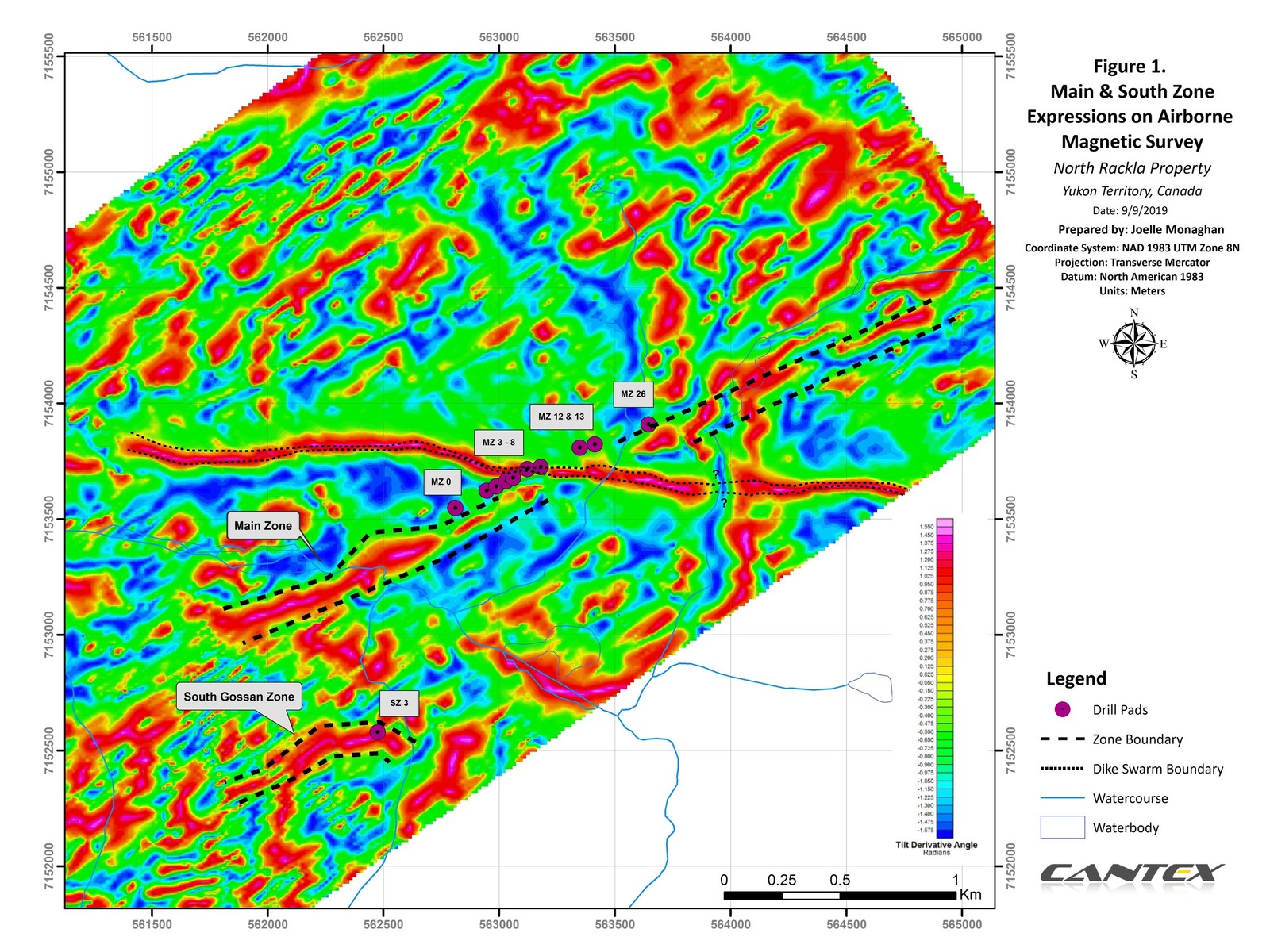 Figure 1. Main & South Zone Expressions on Airborne Magnetic Survey