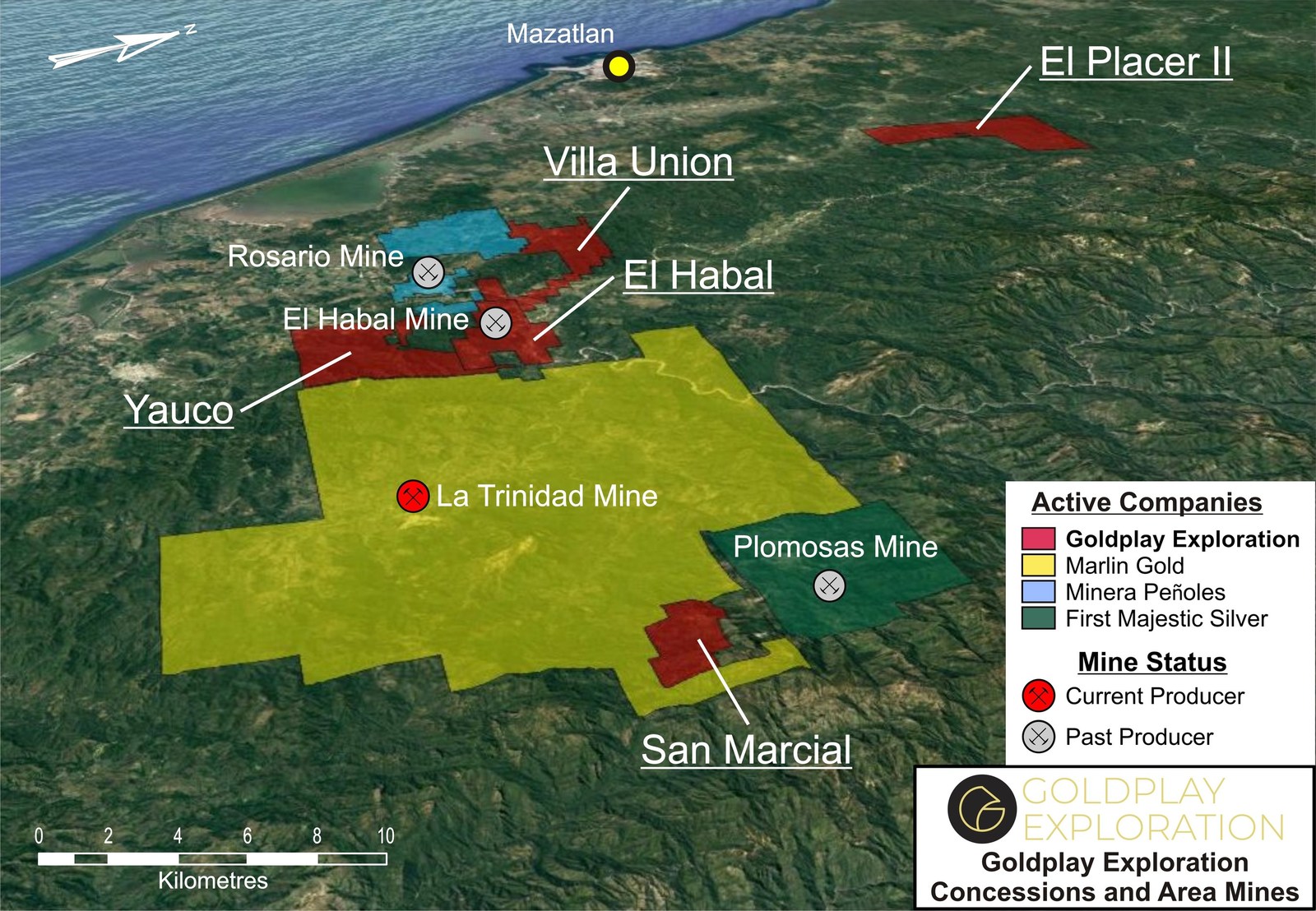 Figure 02- Location map showing San Marcial Project and Goldplay Exploration Portfolio