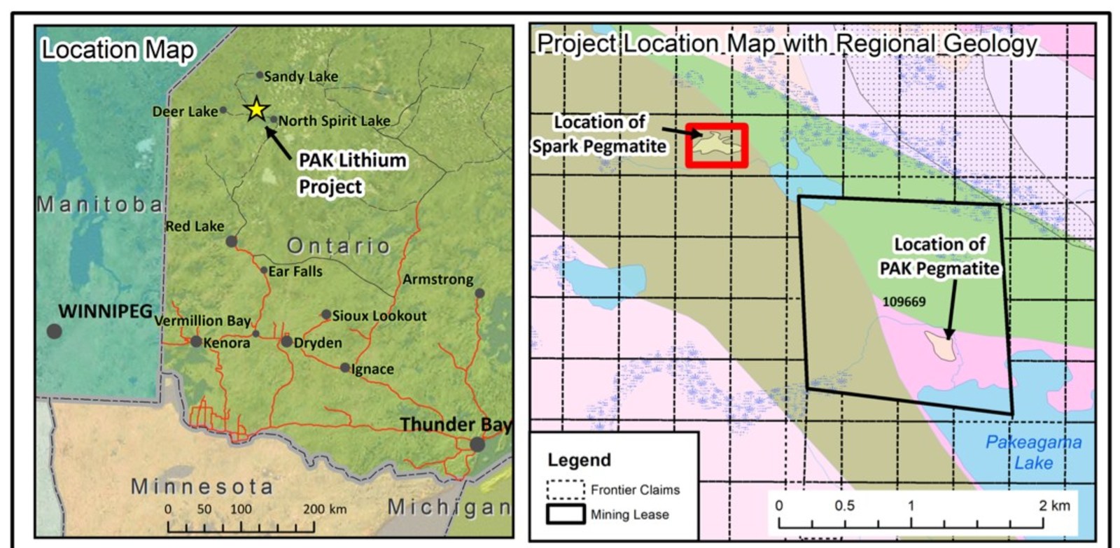 Spark Pegmatite location on the PAK Lithium Project on the Electric Avenue