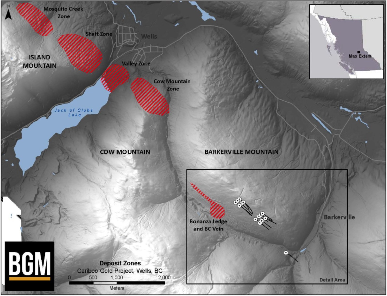 Deposit Zones - Cariboo Gold Project