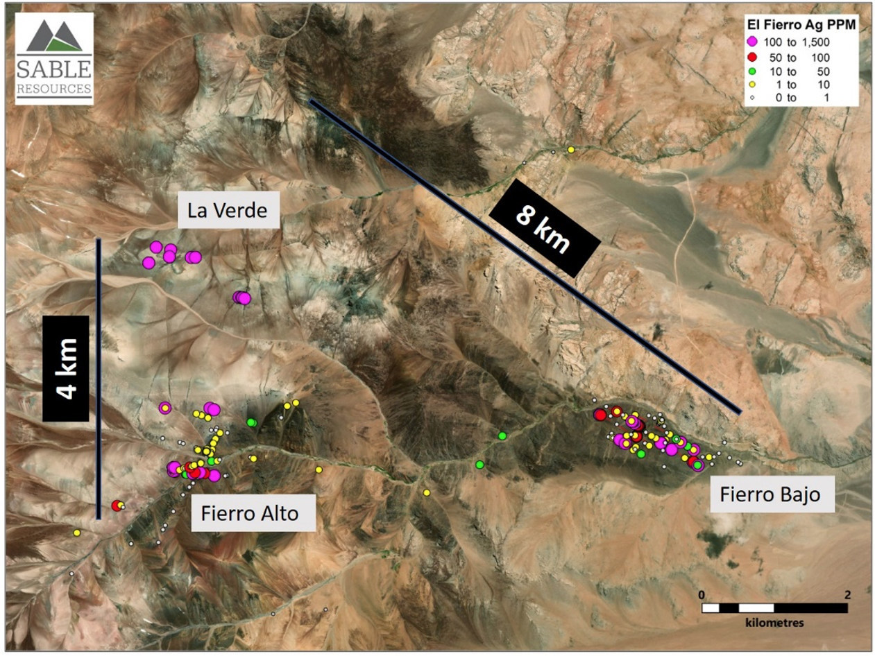 Figure 2. Location of La Verde in relation to the El Fierro Project (CNW Group/Sable Resources Ltd.)