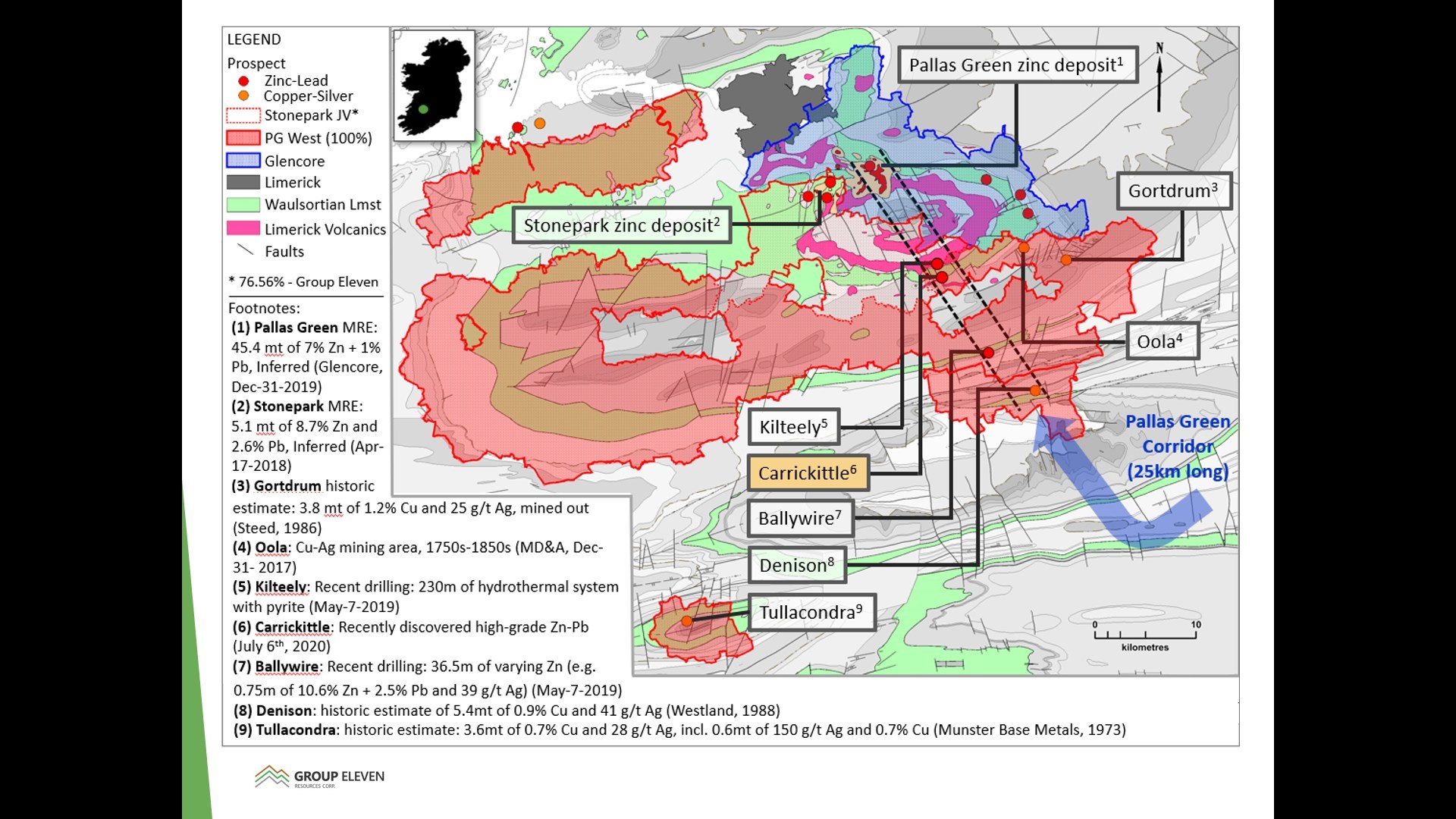 Exhibit 1. Location of the Carrickittle Prospect within the 100%-owned PG West Project, Ireland (CNW Group/Group Eleven Resources Corp.)