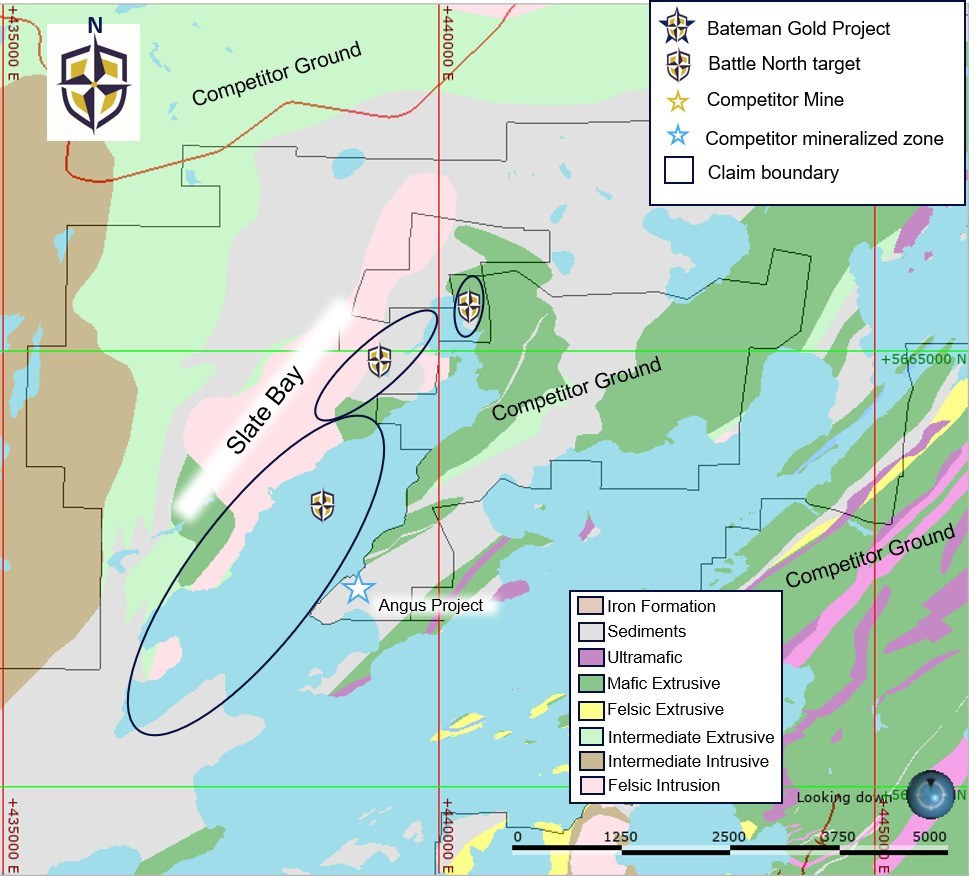 Diagram 5 – Slate Bay Target and Geological Map (CNW Group/Battle North Gold Corporation)