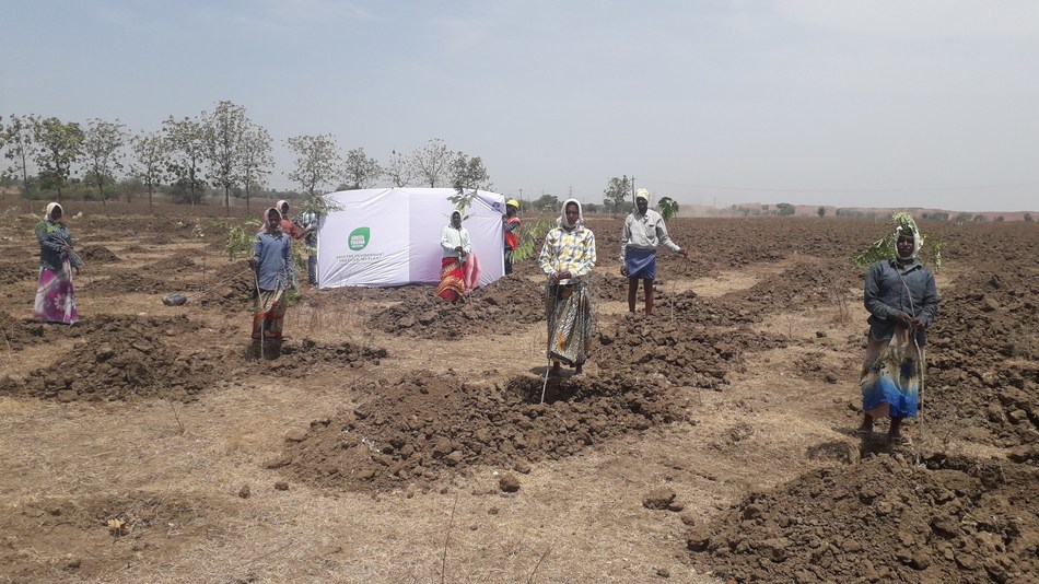 Tribals in Andhra Pradesh supported by Tata Projects planting trees under Green Thumb initiative
