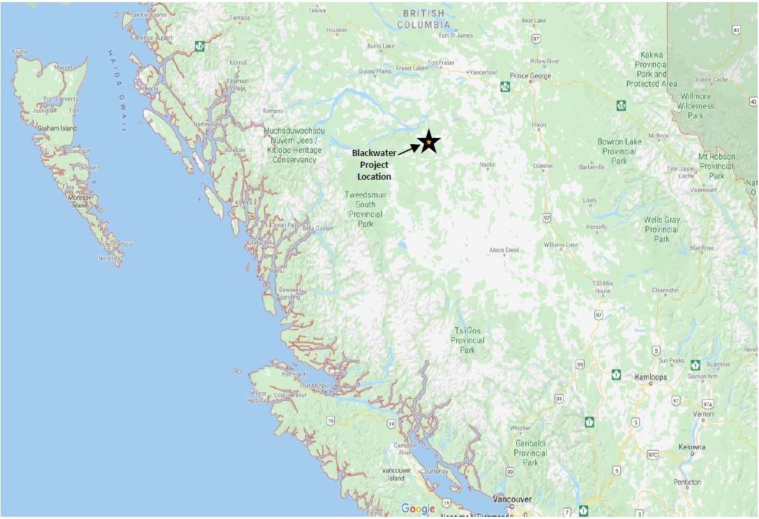 Figure 2 – Blackwater Property Location Map (CNW Group/Artemis Gold Inc.)