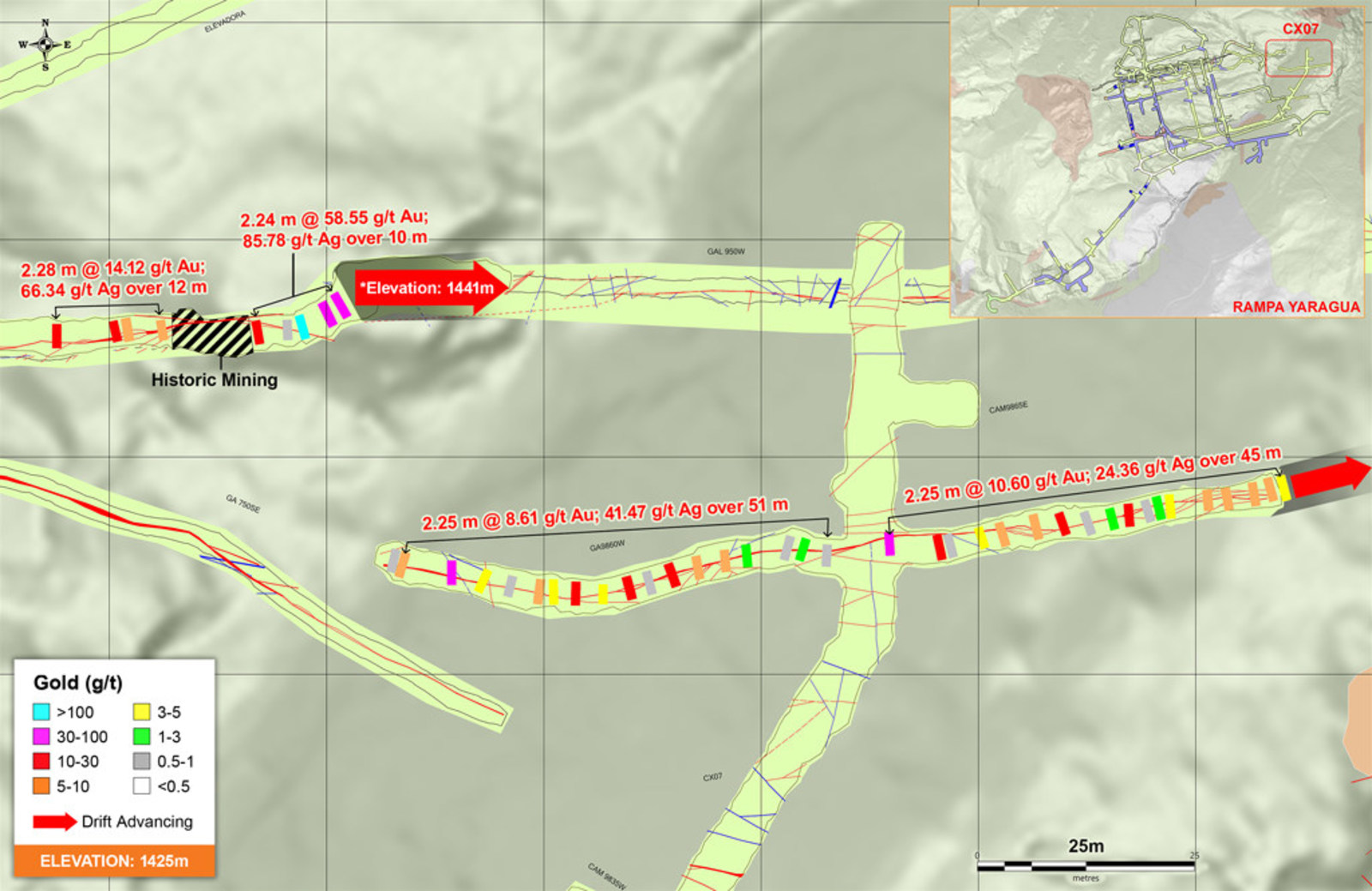Figure 3 – Development from the Eastern Portion of the Yaraguá System at 1,425 RL