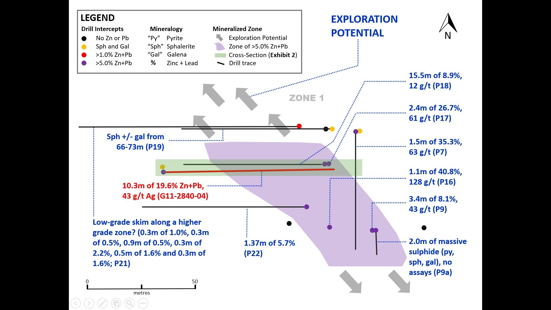 Exhibit 4. Plan Map Showing G11-2840-04 and All Historic Holes at Zone 1 of the Carrickittle Prospect (CNW Group/Group Eleven Resources Corp.)