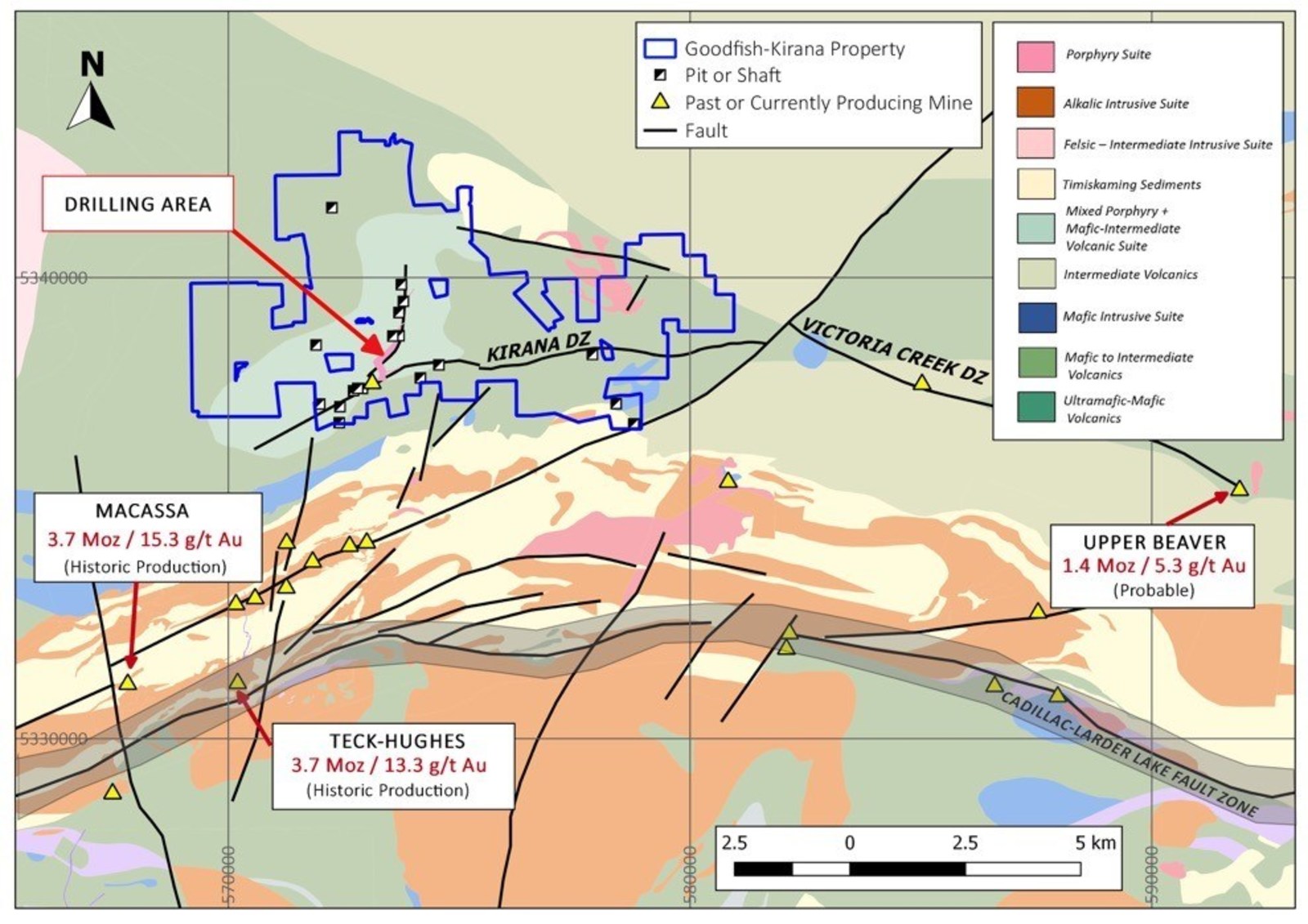 Map 1. Goodfish-Kirana Property outline and regional geology.