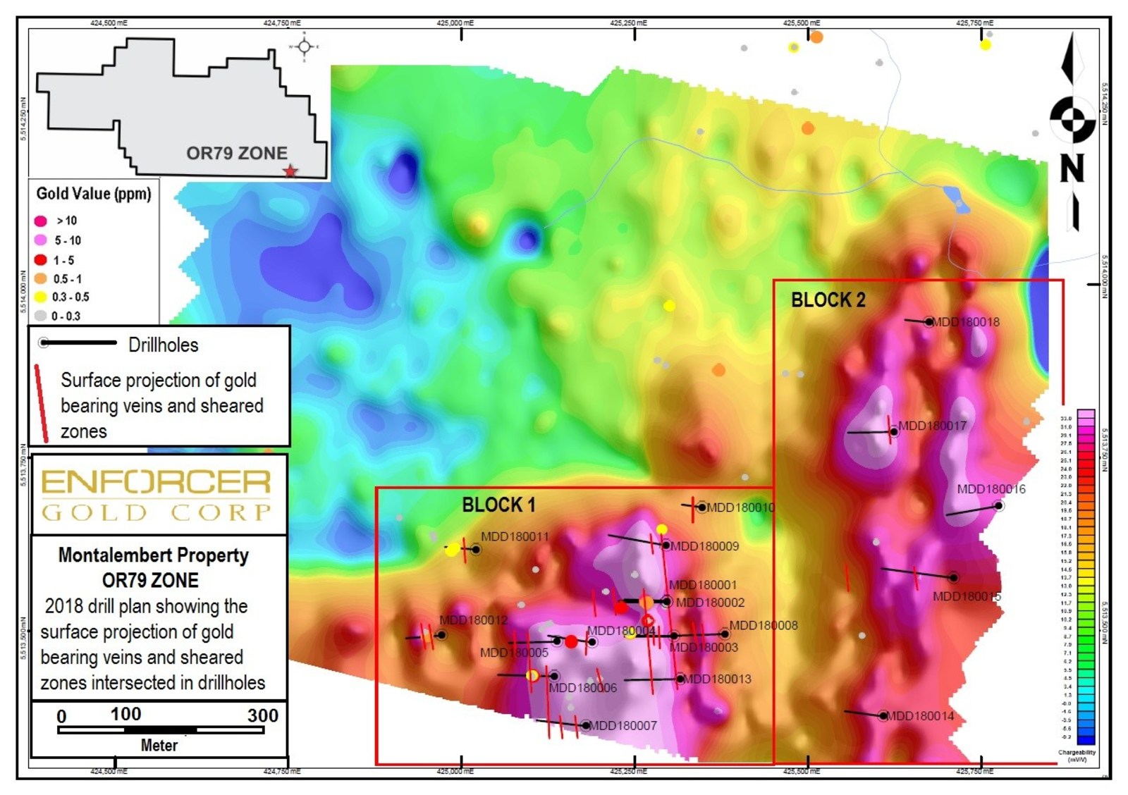 OR79 Drill Hole Plan Au, Montalembert Gold Project
