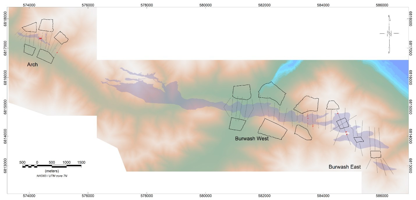 Figure 3: EM loops and survey lines (black line traces) from the 2020 surface EM survey – the ultramafic sill is shown in purple. (CNW Group/Nickel Creek Platinum Corp.)